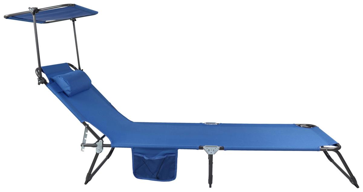 Gartenliege Bindox Stahl, Klappbar - Blau, MODERN, Kunststoff/Textil (55/24/185cm) - Ambia Garden