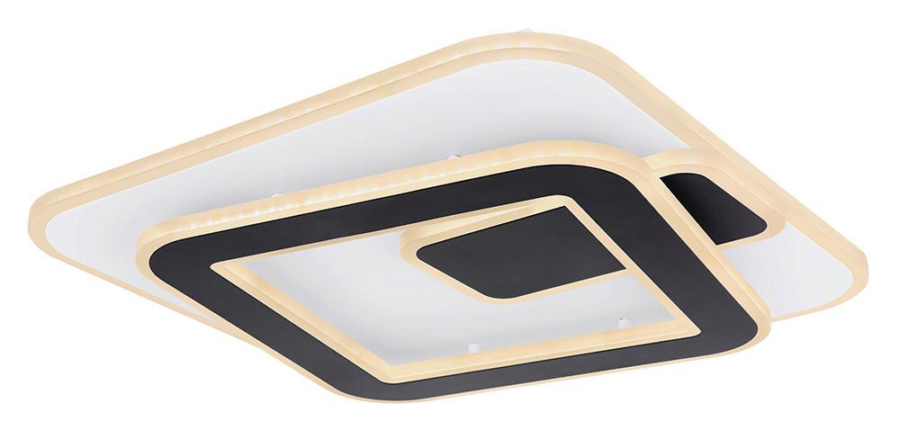 Led-deckenleuchte Rodan L: 40 Cm Mit Fernbedienung - Opal/Schwarz, Basics, Kunststoff/Metall (40/40/6,5cm) - Globo