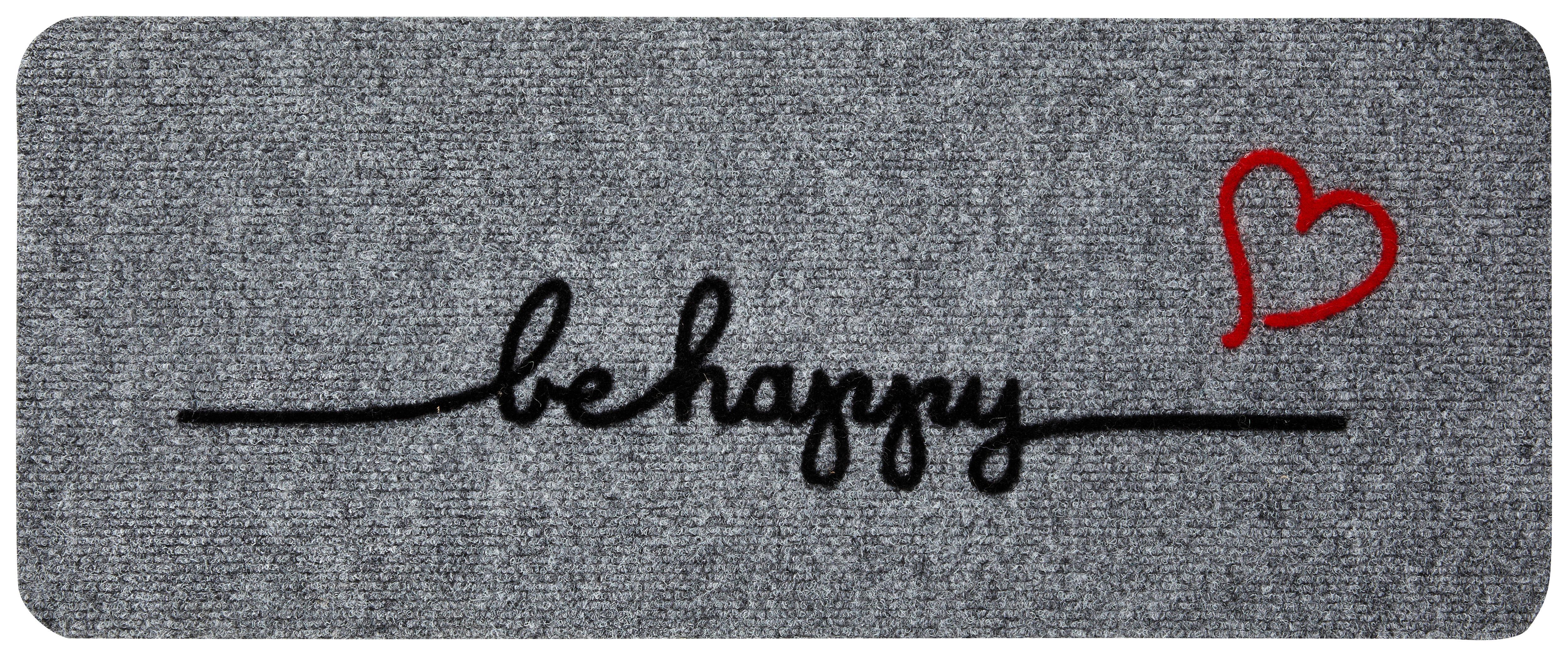 Dveřní Rohožka Be Happy, 60/25 Cm - šedá, Moderní, textil (60/25cm) - Modern Living