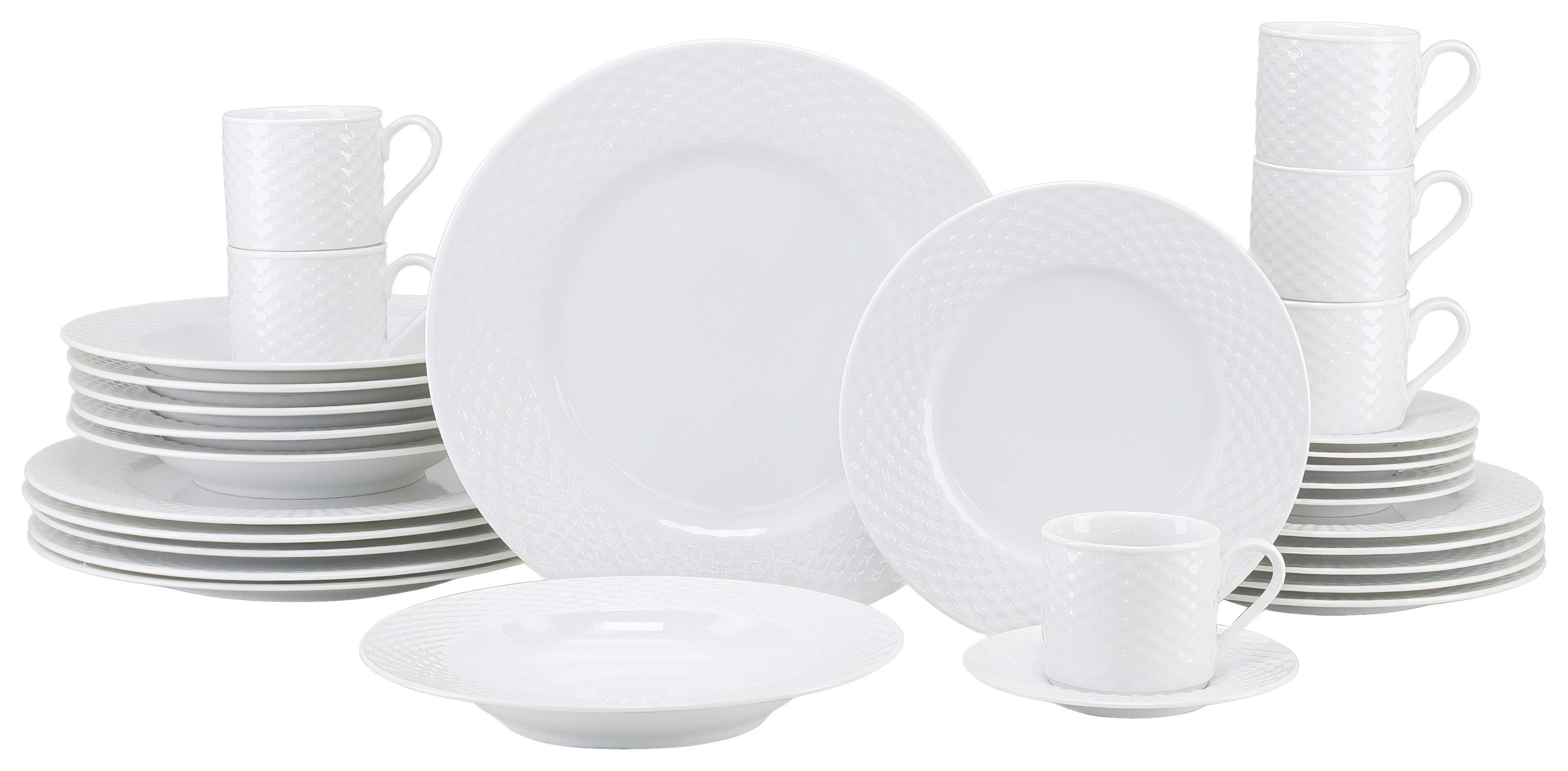 Kombiservice Polo weiss Porzellan, 6 Pers., 30-teilig - Weiß, Basics, Keramik - Creatable