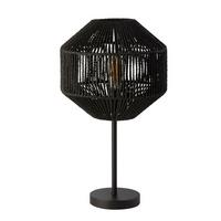 TISCHLEUCHTE EU11201-1BK - Schwarz, Basics, Naturmaterialien/Kunststoff (31/31/55cm)