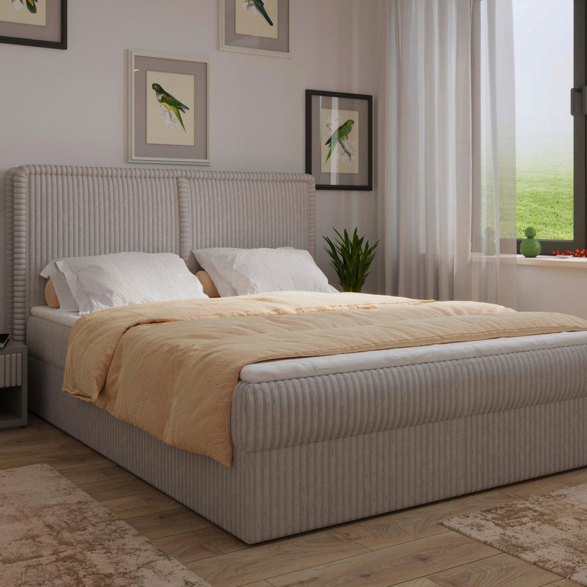 Boxbett Barcelona Lf: 160x200 Grau - Schwarz/Grau, MODERN, Holz/Kunststoff (160/200cm) - MID.YOU