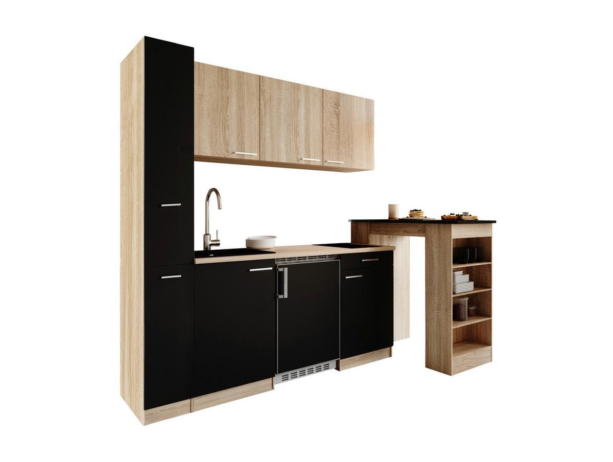 Küchenblock Ingrid Schwarz/Eichefarben B: 180cm - Eichefarben/Schwarz, Design, Holzwerkstoff (180cm) - Respekta