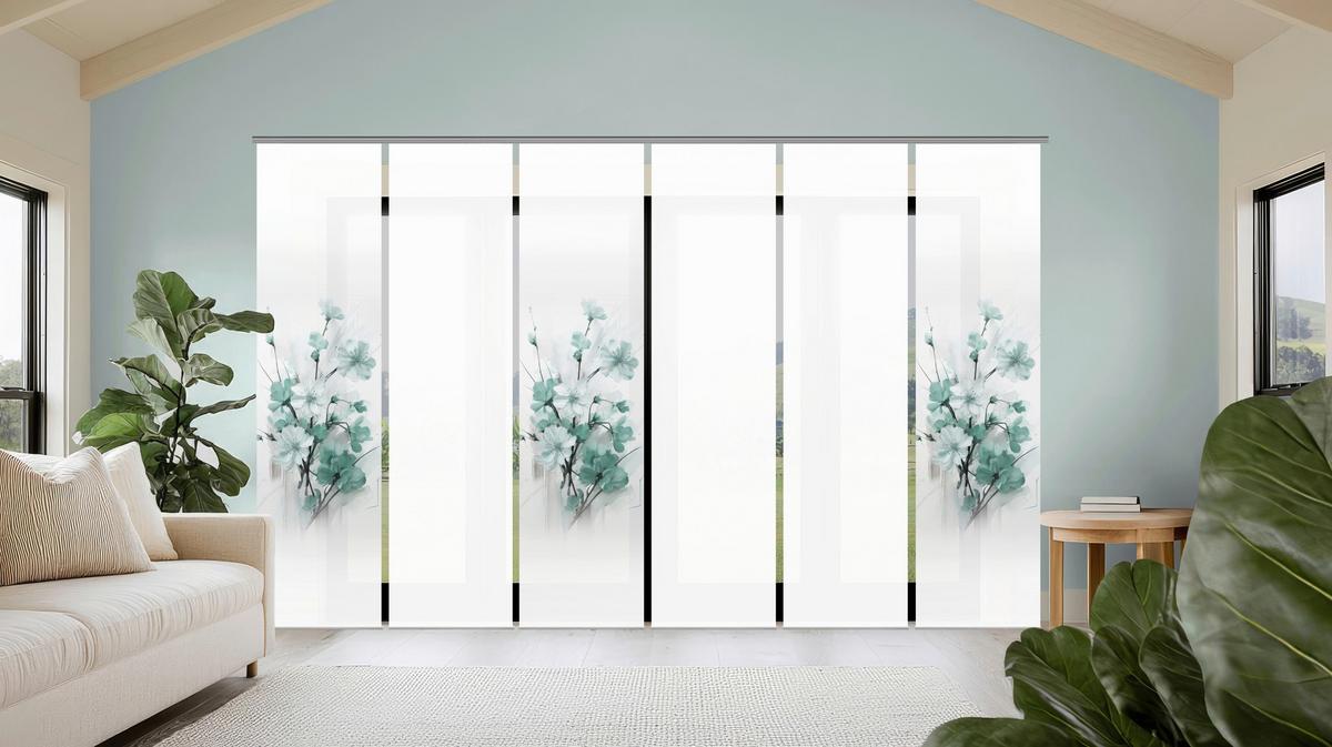 Flächenvorhang Lotus 6er Set - Weiß/Mintgrün, Natur, Textil (60/245cm)