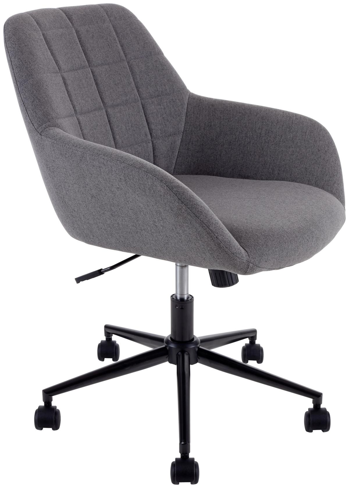 Drehstuhl Bridge Mit Rollen Und Armstützen Grau - Schwarz/Grau, MODERN, Textil/Metall (63/81-89/62cm) - MID.YOU