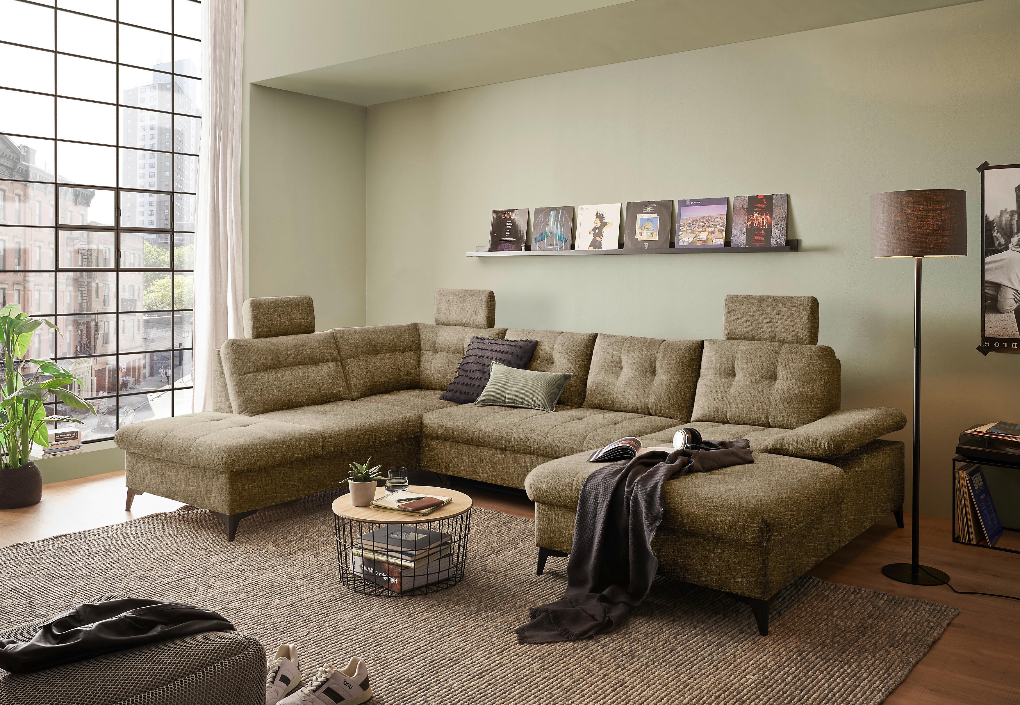 Wohnlandschaft Durban U Terracotta U: 218/324/170 cm - Sandfarben/Schwarz, KONVENTIONELL, Textil (218/324/170cm) - MID.YOU