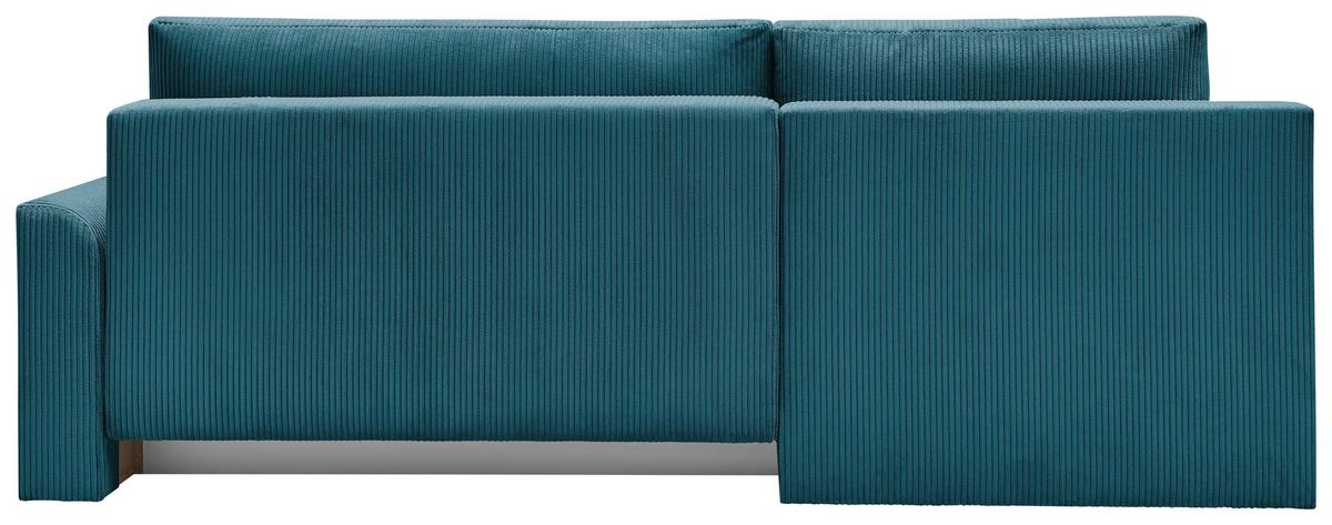 Rohová sedačka KIM L160, oboustranná, tyrkys. manšestr - černá/tyrkysová, Moderní, dřevo/textil (233/160cm)