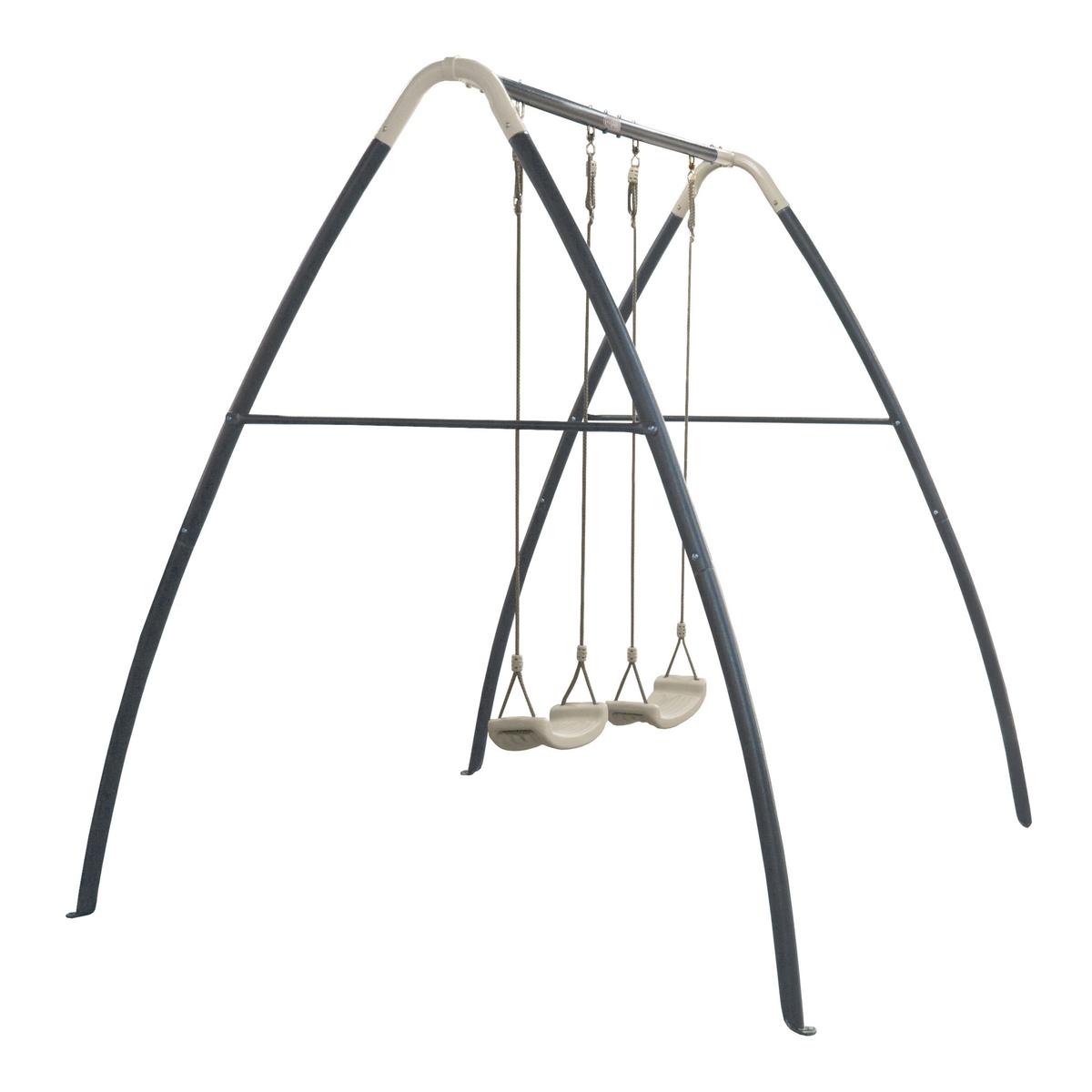 Schaukel Double Swing in Weiß/Anthrazit - Anthrazit/Weiß, Basics, Kunststoff/Metall (210/217/210cm) - Ambia Garden
