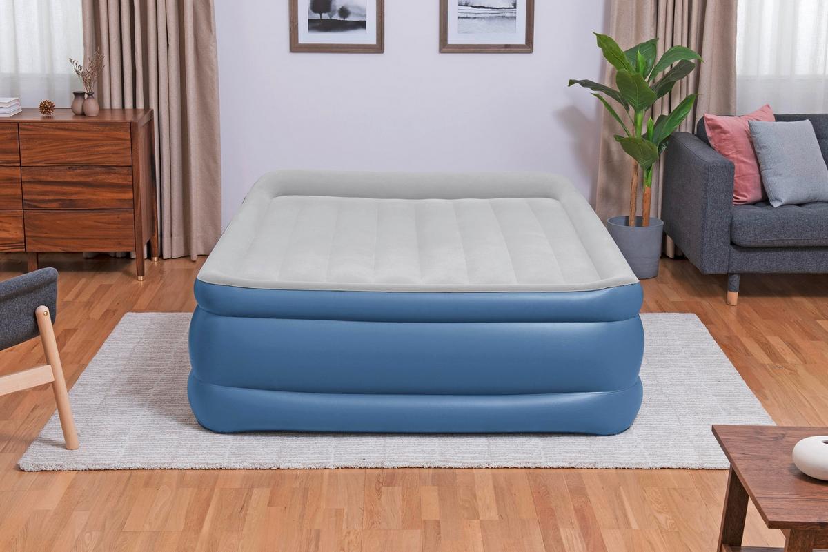 Luftbett Gerlinde 203x152x56 Cm Bis 300kg, Inkl. Pumpe - Dunkelblau/Grau, KONVENTIONELL, Kunststoff/Metall (203/152/56cm) - Bestway