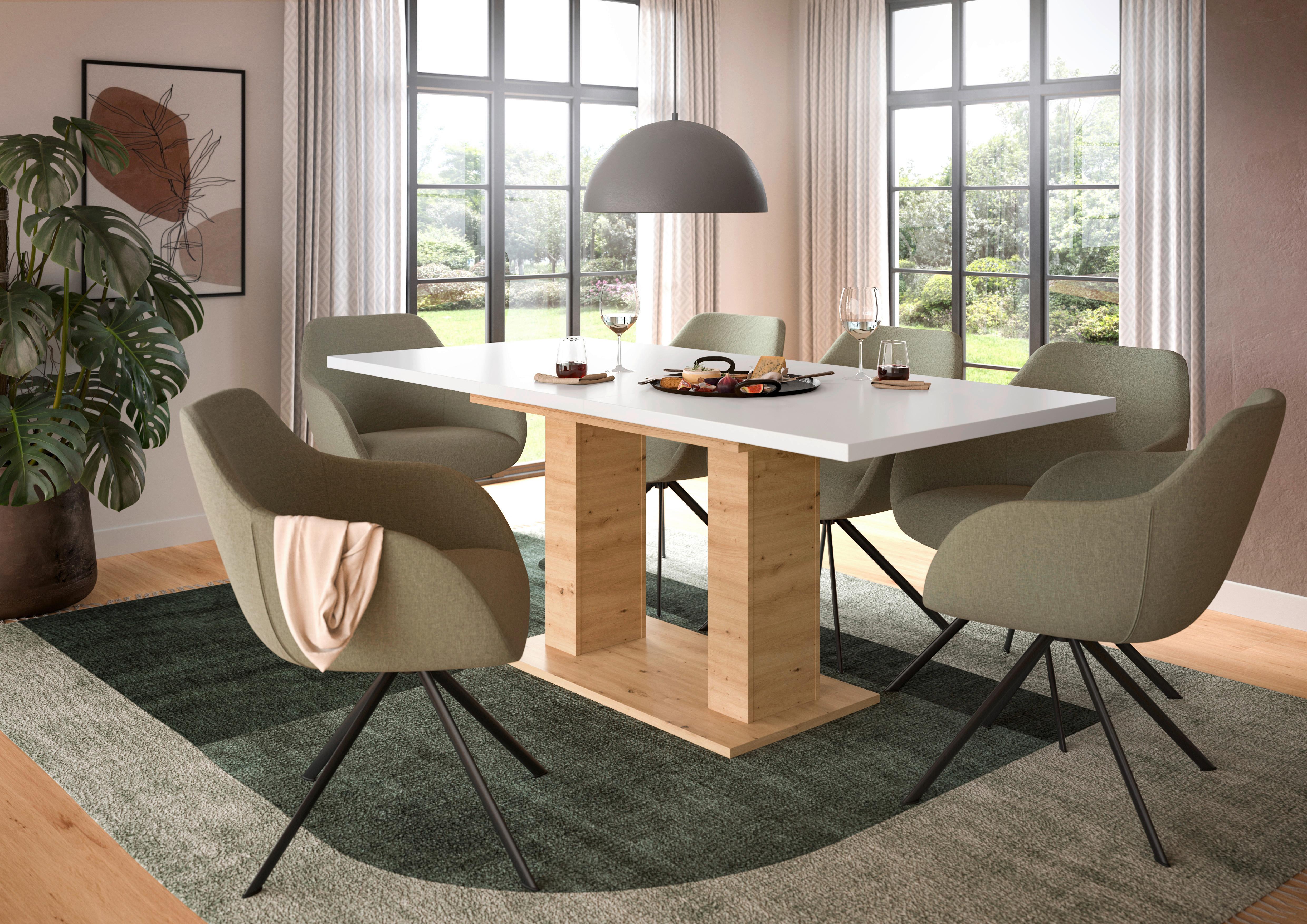 Ausziehtisch Marlon 150 Az Weiß/Artisan B:150-190 cm - Eiche Artisan/Weiß, KONVENTIONELL, Holzwerkstoff (150-190/90/76cm)