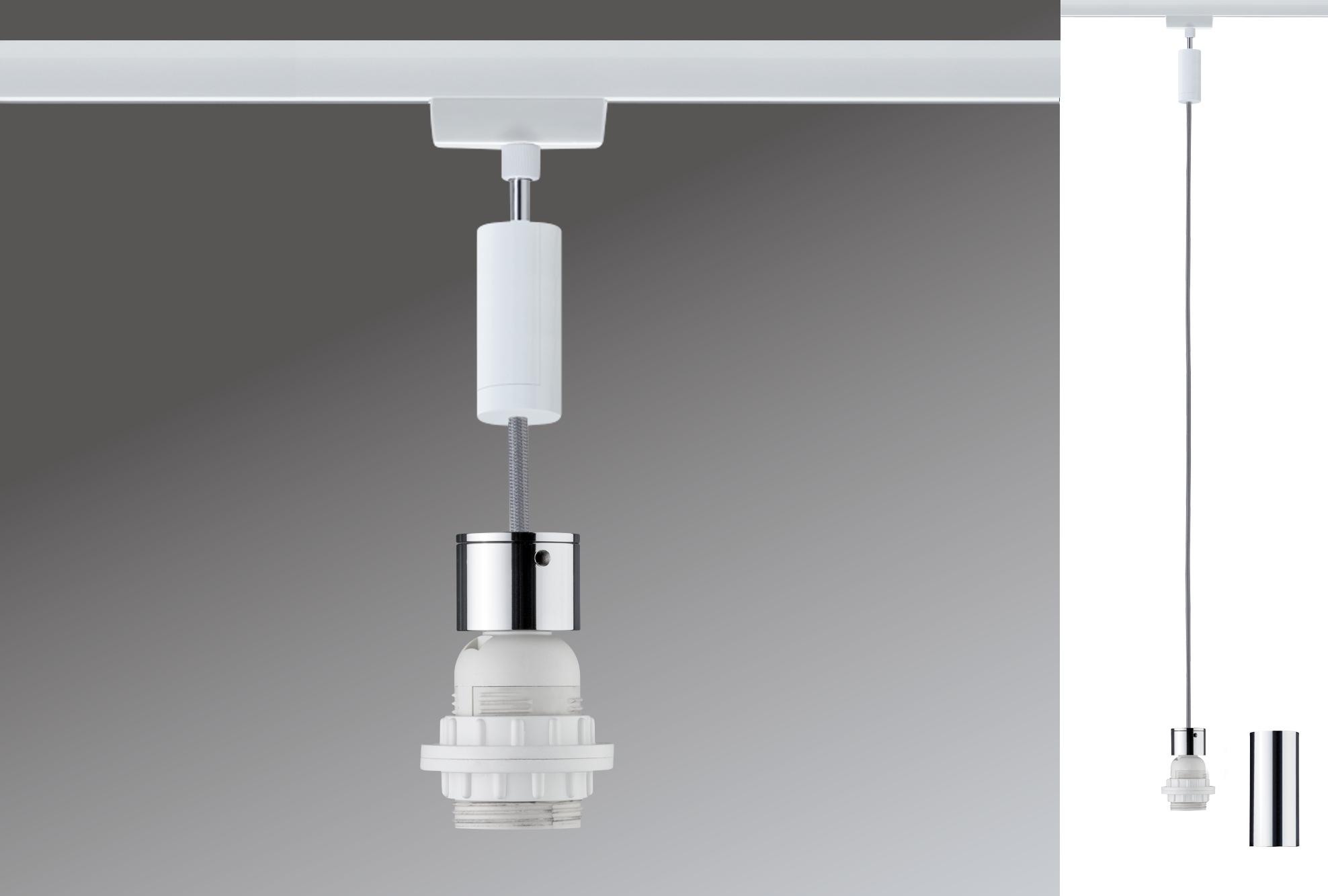 Schienensystem Urail Hängeleuchte 95437 Chromfarben - Chromfarben/Weiß, Design, Metall (150cm) - Paulmann