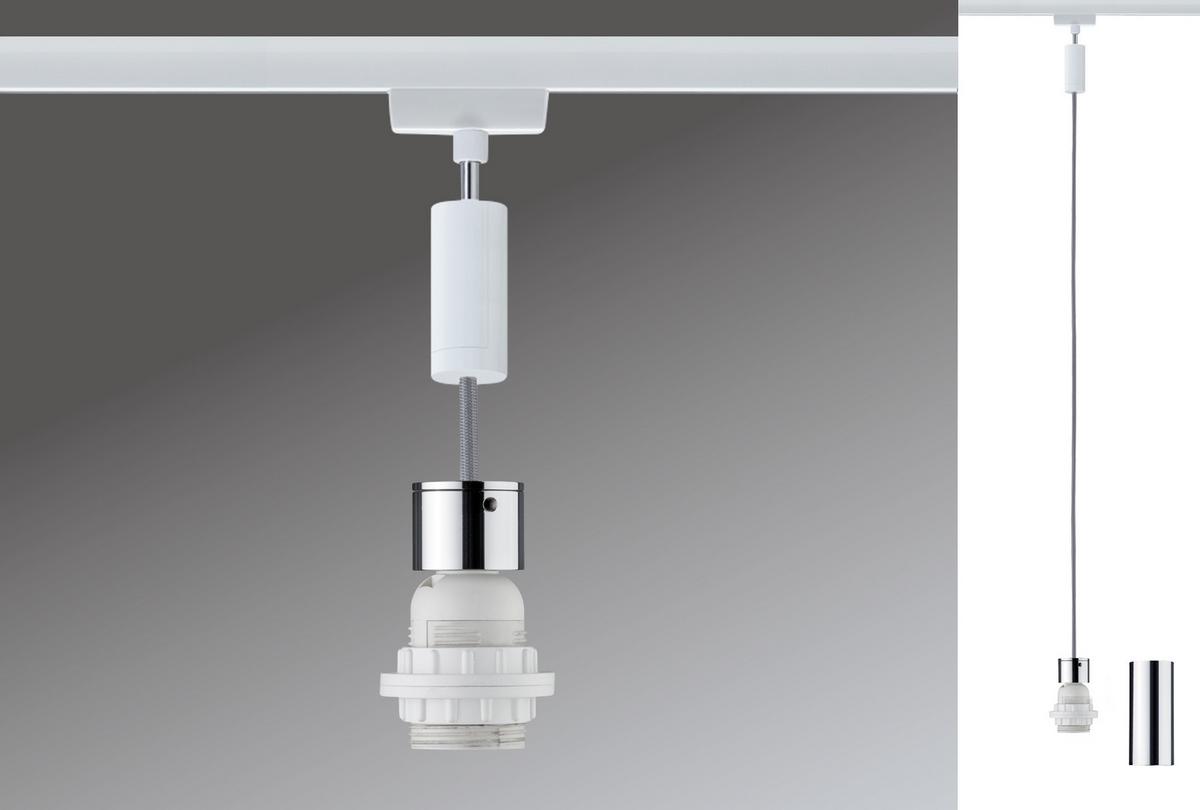 Schienensystem Urail Hängeleuchte 95437 Chromfarben - Chromfarben/Weiß, Design, Metall (150cm) - Paulmann