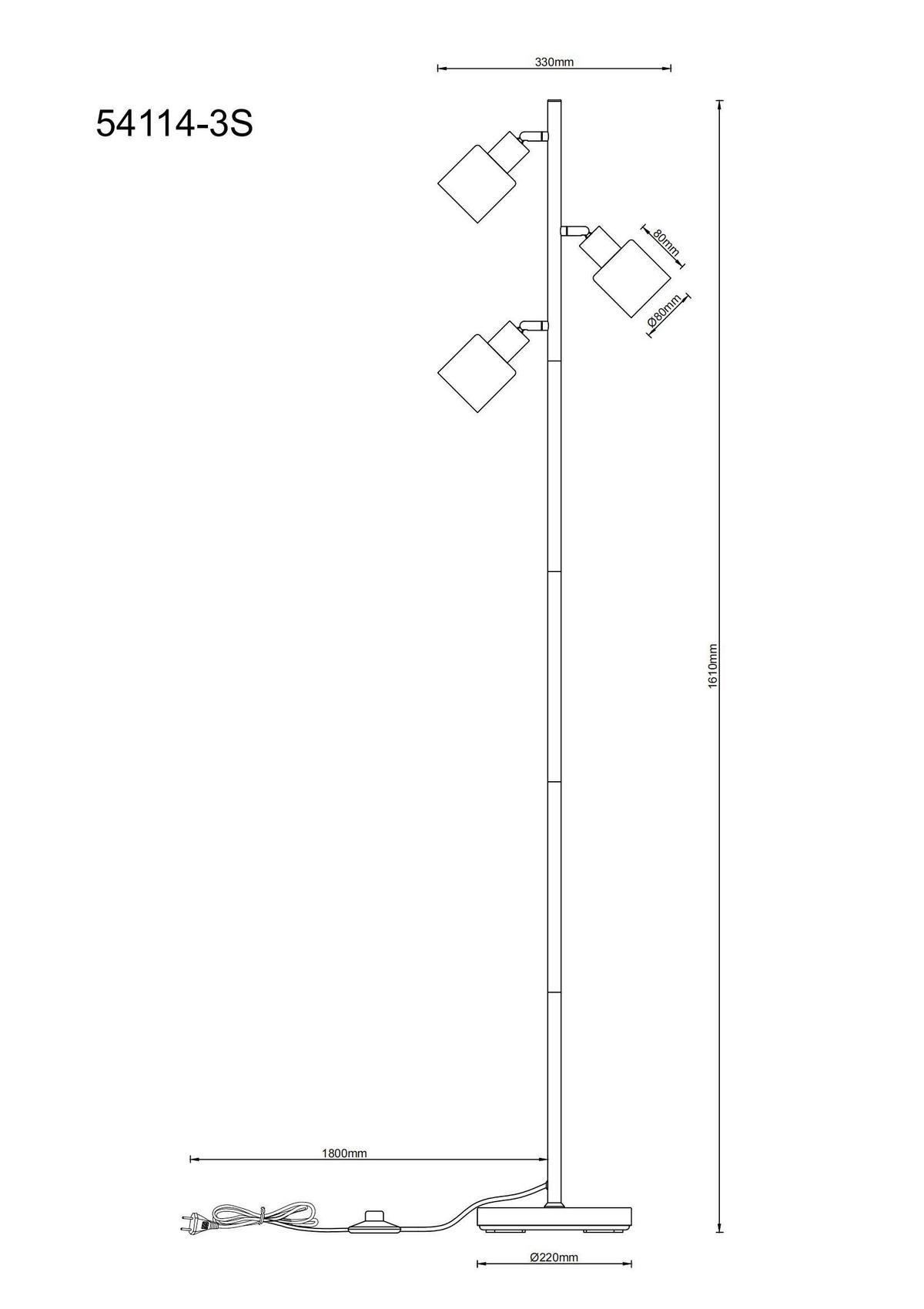 Állólámpa 54114-3s Nanda - barna/fekete, Design, üveg/fa (33/180cm) - Globo