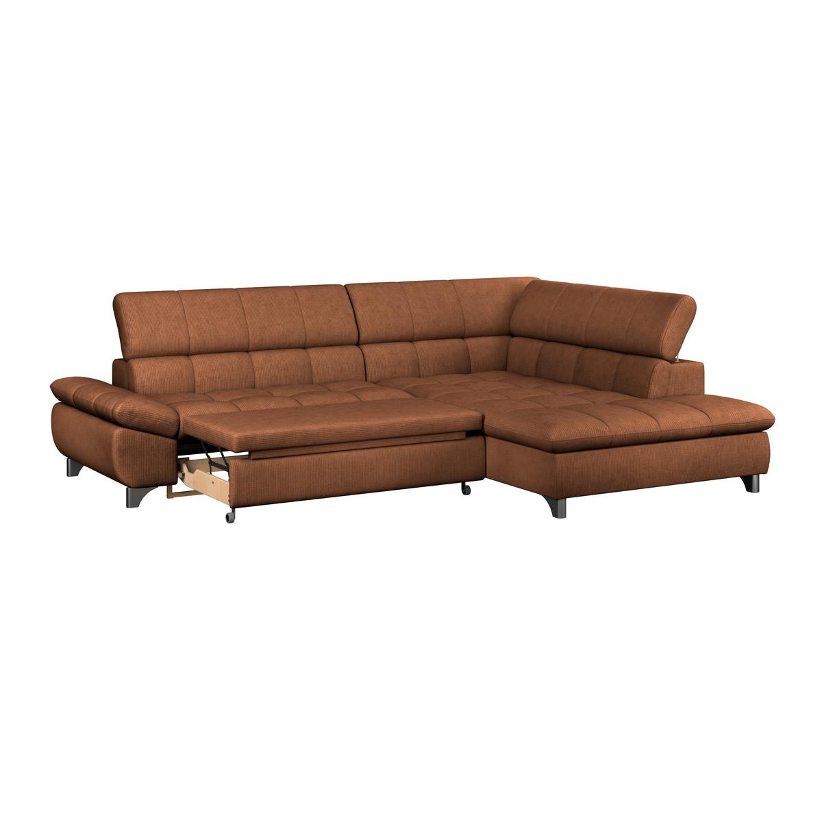 Ecksofa Mit Schlaffunktion Gemini Terracotta 312x234 Cm - Chromfarben/Terracotta, KONVENTIONELL, Textil (312/234cm)