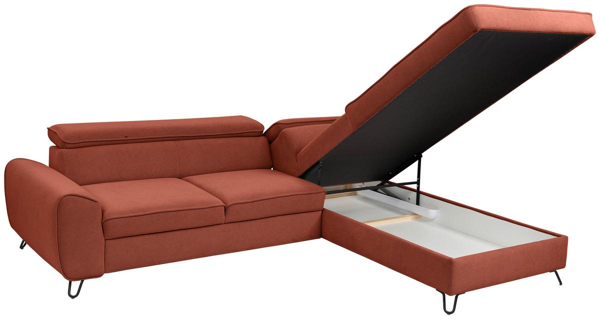 Sedacia súprava IDYLLA, pravá hrdzavá,úl.priestor,lôžko - čierna/hrdzavá, Design, kov/textil (250/200cm)