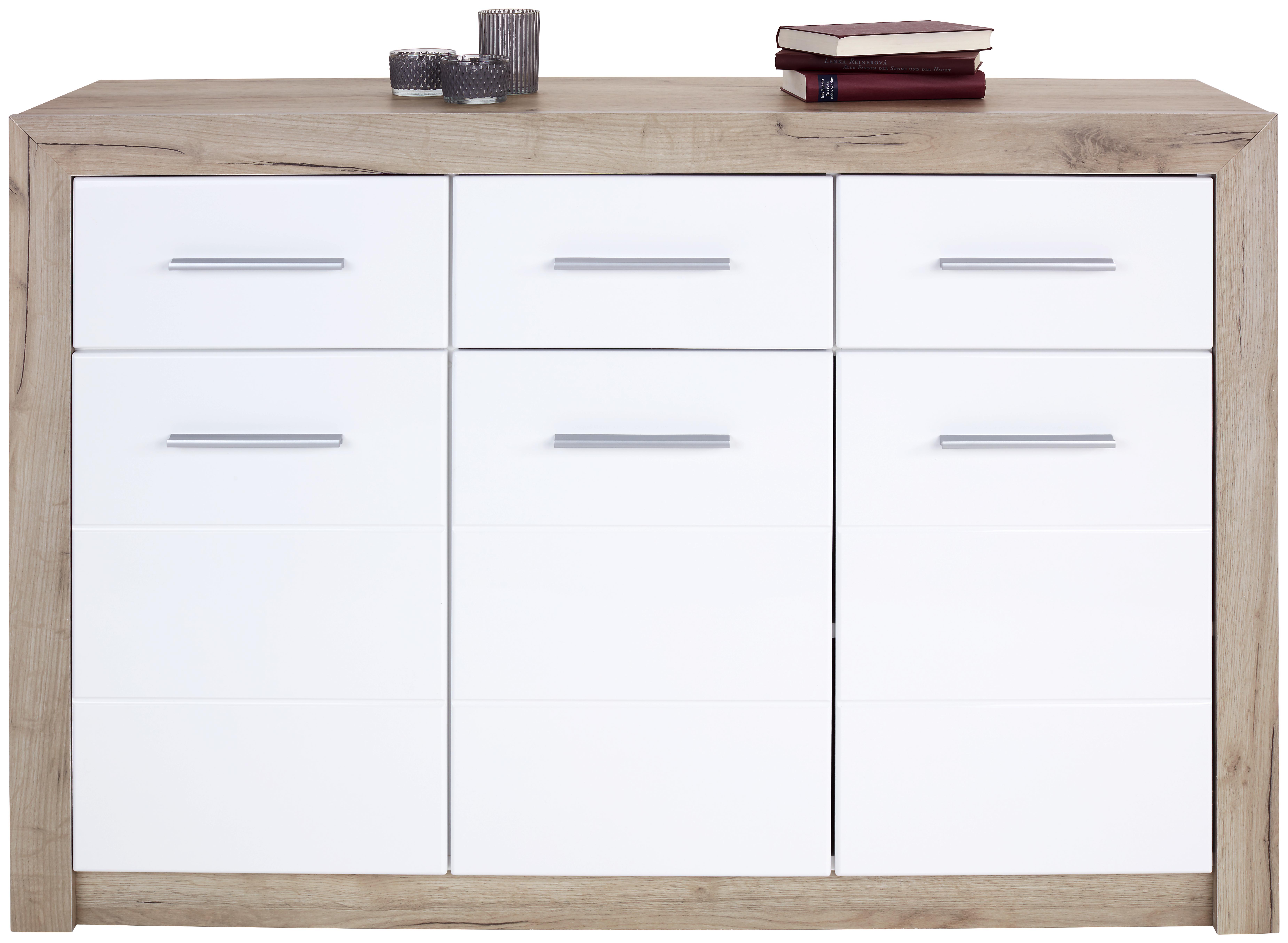 Sideboard Astor B:133cm Kraft Eiche Grey Dekor/Weiß - Eichefarben/Weiß, LIFESTYLE, Holzwerkstoff (133/90,5/35cm)