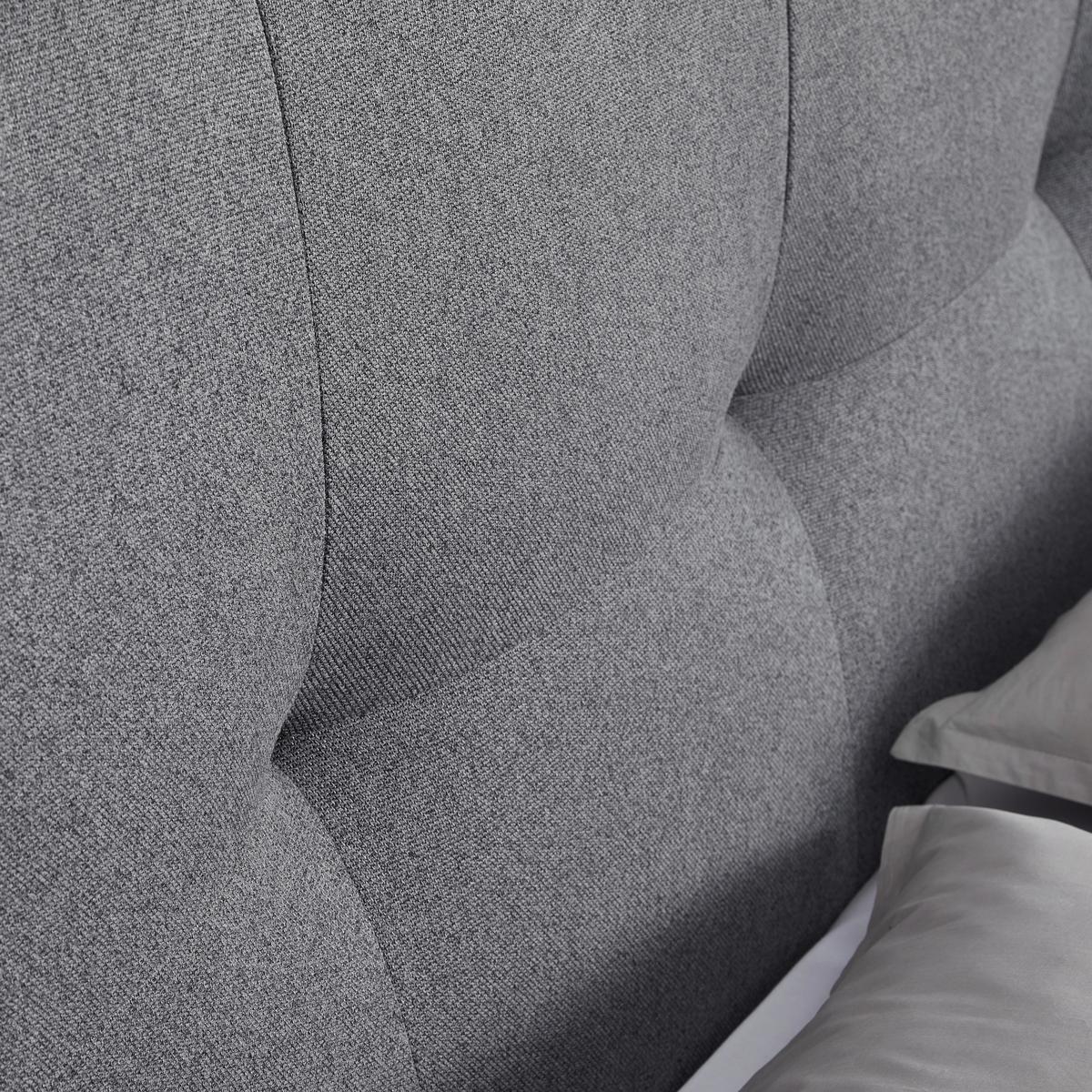 Nízka čalúnená posteľ CAMILLA 180x200 cm, sivá - sivá/prírodná farba, Modern, drevo/textil (180/200cm) - Bessagi Home