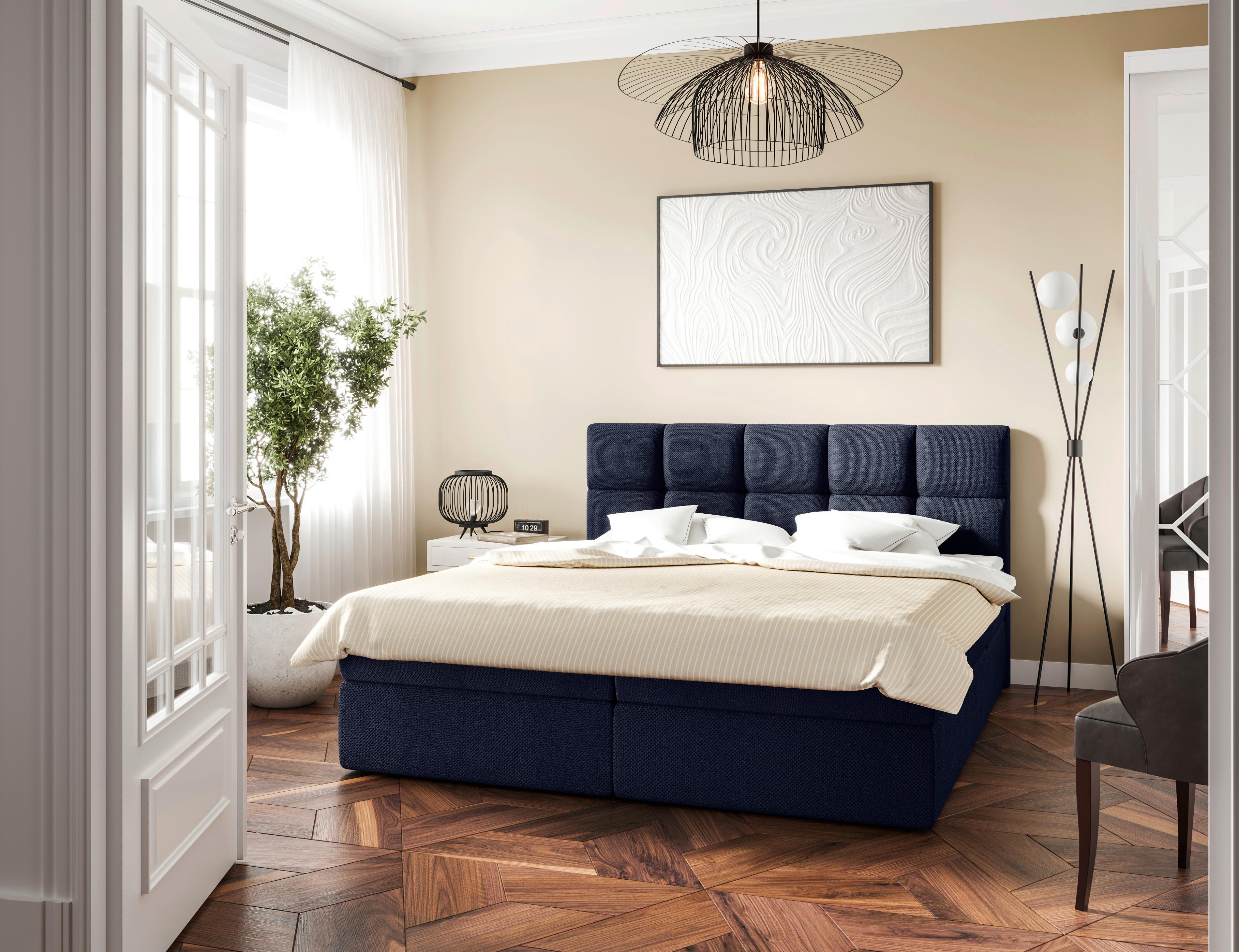 Boxbett Lorie Ii - Schwarz/Dunkelblau, MODERN, Holz/Holzwerkstoff (200/200cm) - MID.YOU