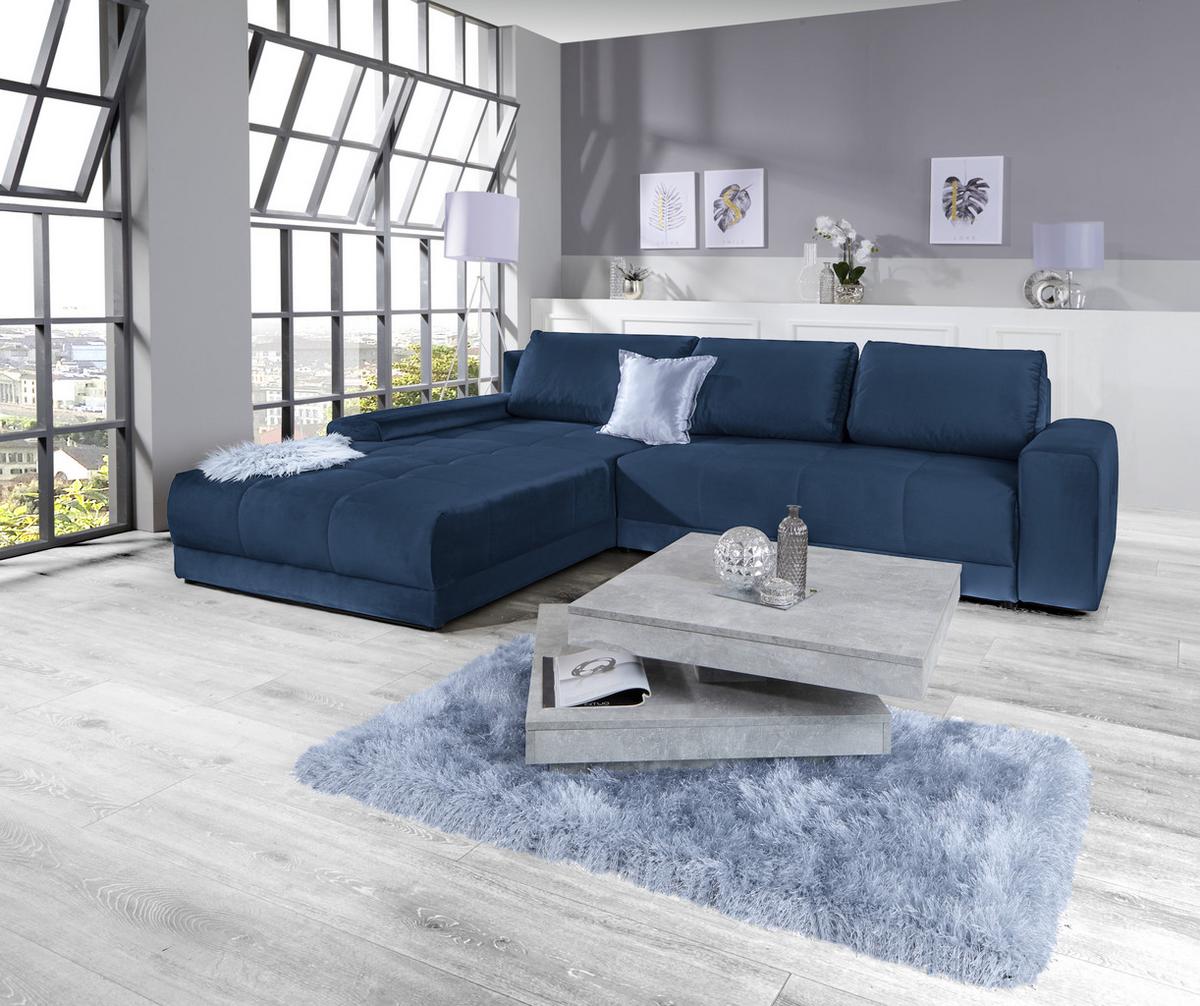 Ecksofa Mit Schlaffunktion + Bettkasten Adria Dunkelblau - Dunkelblau, MODERN, Textil (213/308cm) - Luca Bessoni