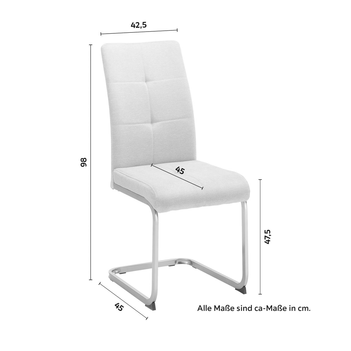 Židle Lucie - světle šedá/barvy chromu, Moderní, kov/dřevo (42,5/98/45cm) - Modern Living