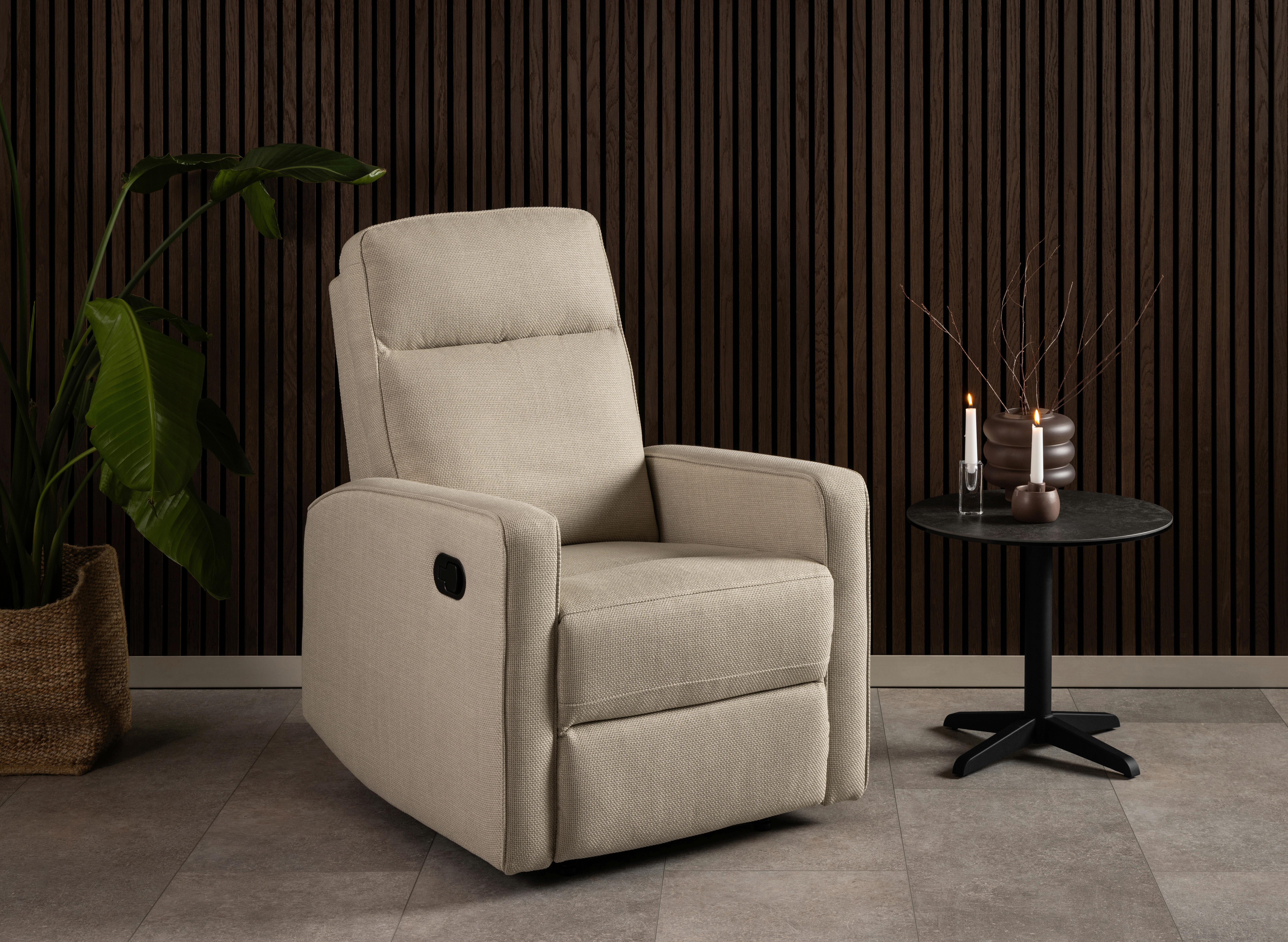 Fernsehsessel Asila - Beige/Schwarz, KONVENTIONELL, Textil (72/103/91cm) - MID.YOU
