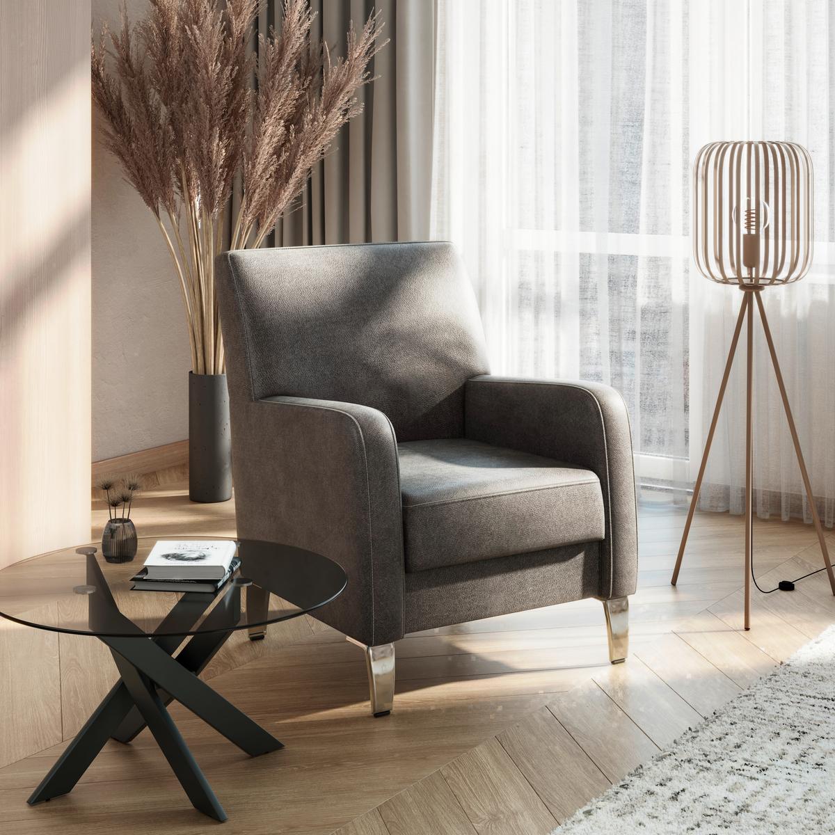 Sessel Bosse Anthrazit B: 74 cm - Beige/Anthrazit, KONVENTIONELL, Textil (74/95/81cm) - James Wood