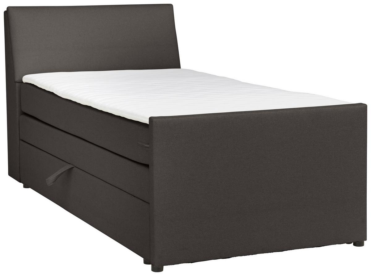 Boxspringbett mit Bettkasten Nida 100x200 cm Graphitfarben - Graphitfarben/Schwarz, MODERN, Holz/Textil (100/200cm) - MID.YOU