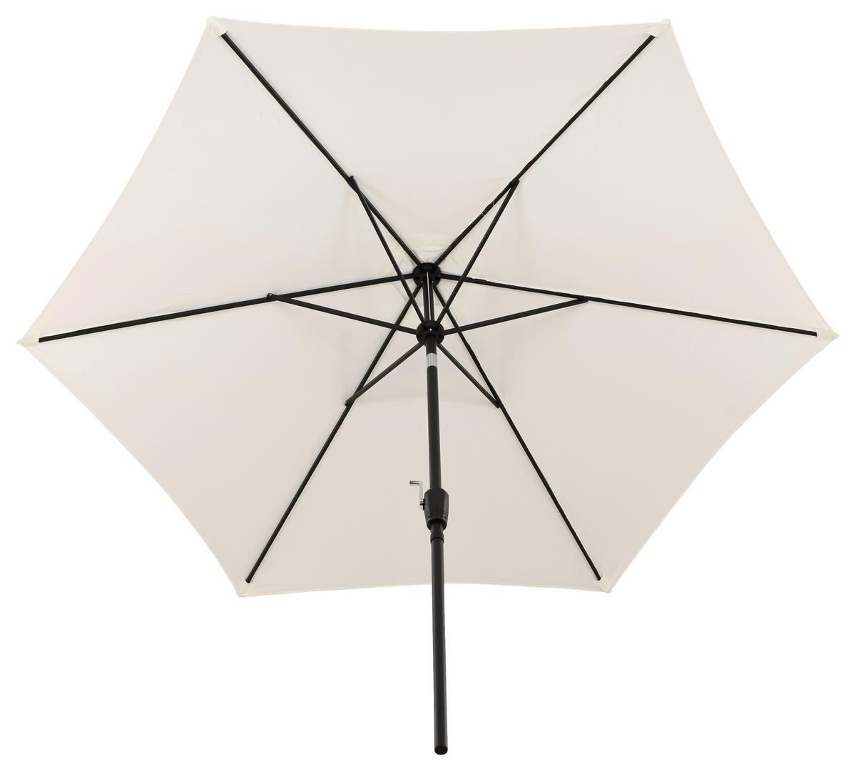 Sonnenschirm Leeds DM: 300cm H: 243cm Weiß - Ecru/Grau, KONVENTIONELL, Textil/Metall (300/300cm) - Gardenson