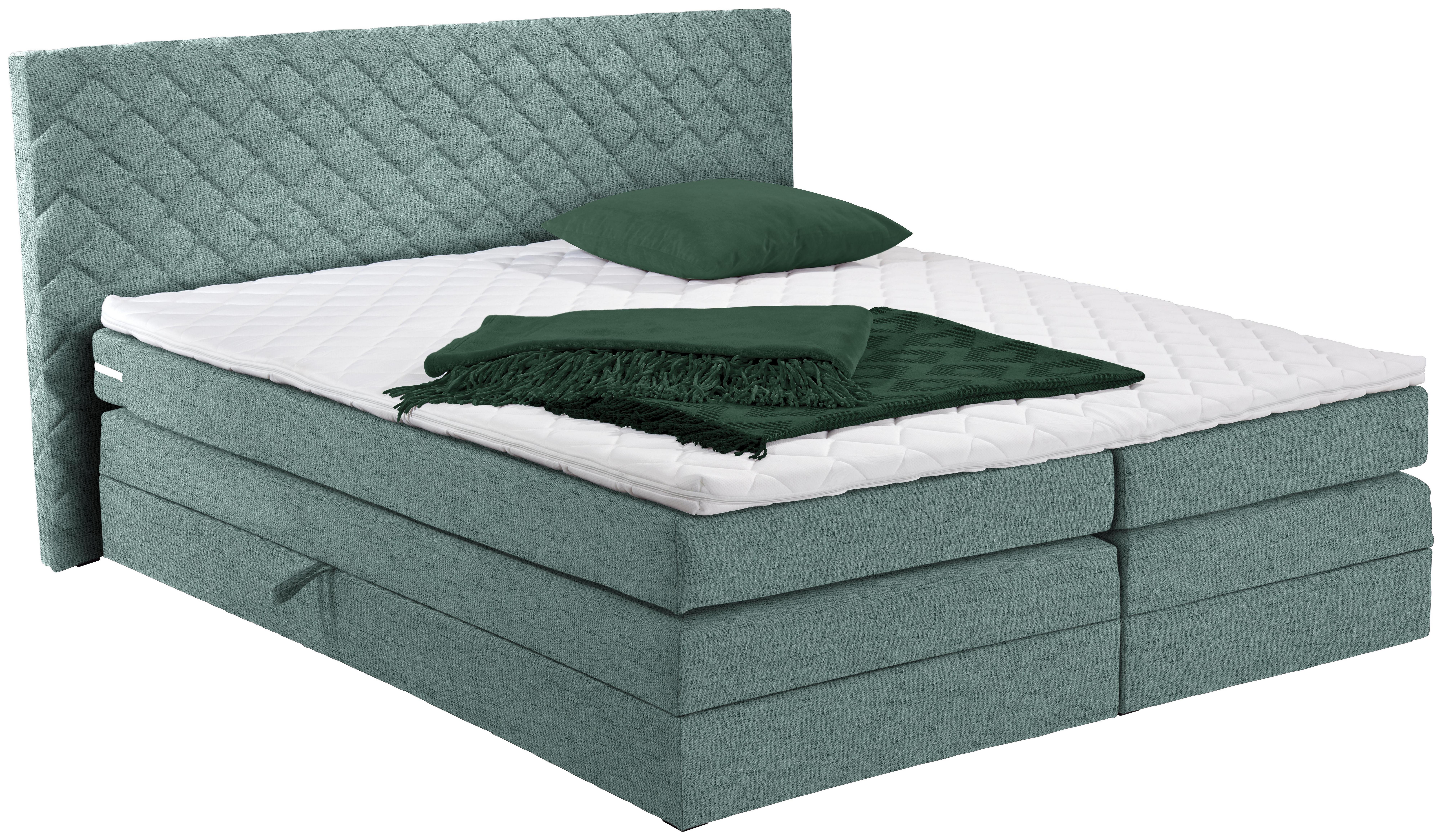 Boxspringbett Allegra 160x200 Pastellgrün - Pastellgrün/Schwarz, KONVENTIONELL, Holz/Holzwerkstoff (160/200cm)