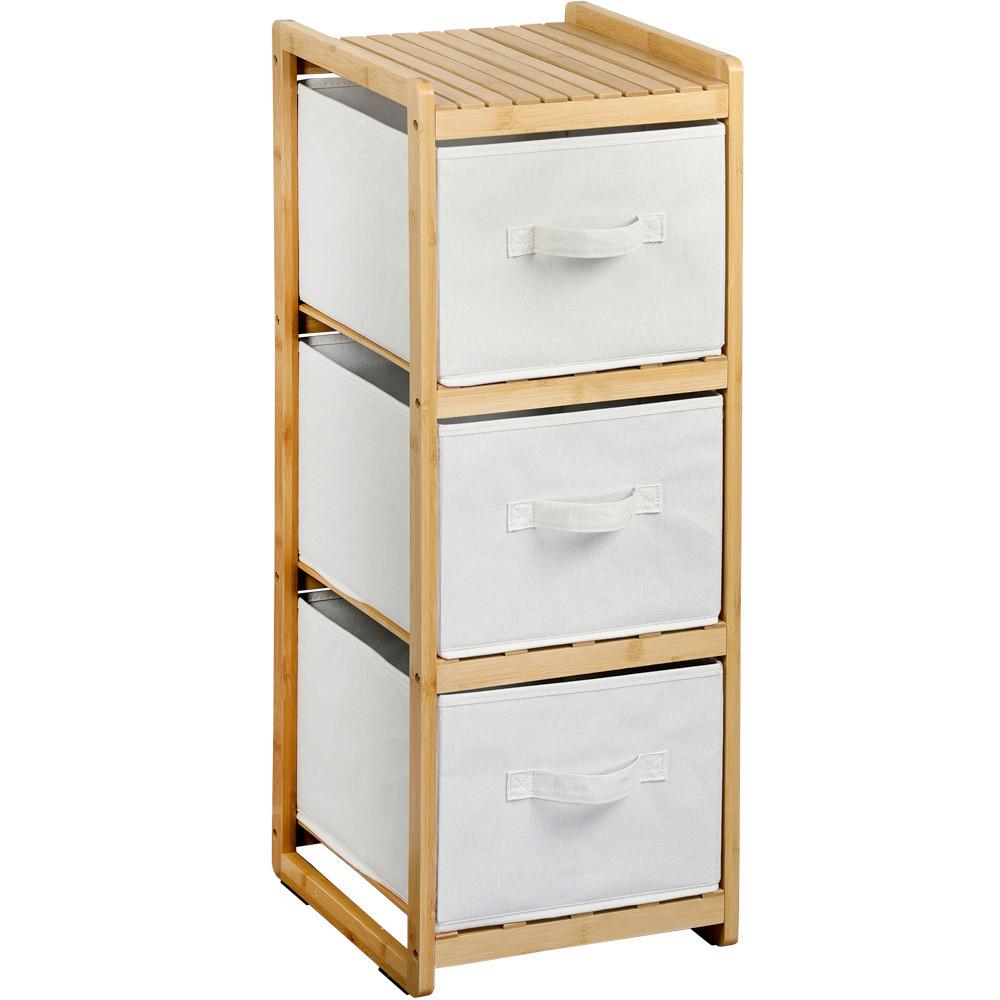 REGAL Bambus/Weiß B: 29,5cm - Naturfarben/Weiß, Basics, Naturmaterialien/Textil (29,5/87/33,5cm) - Kesper