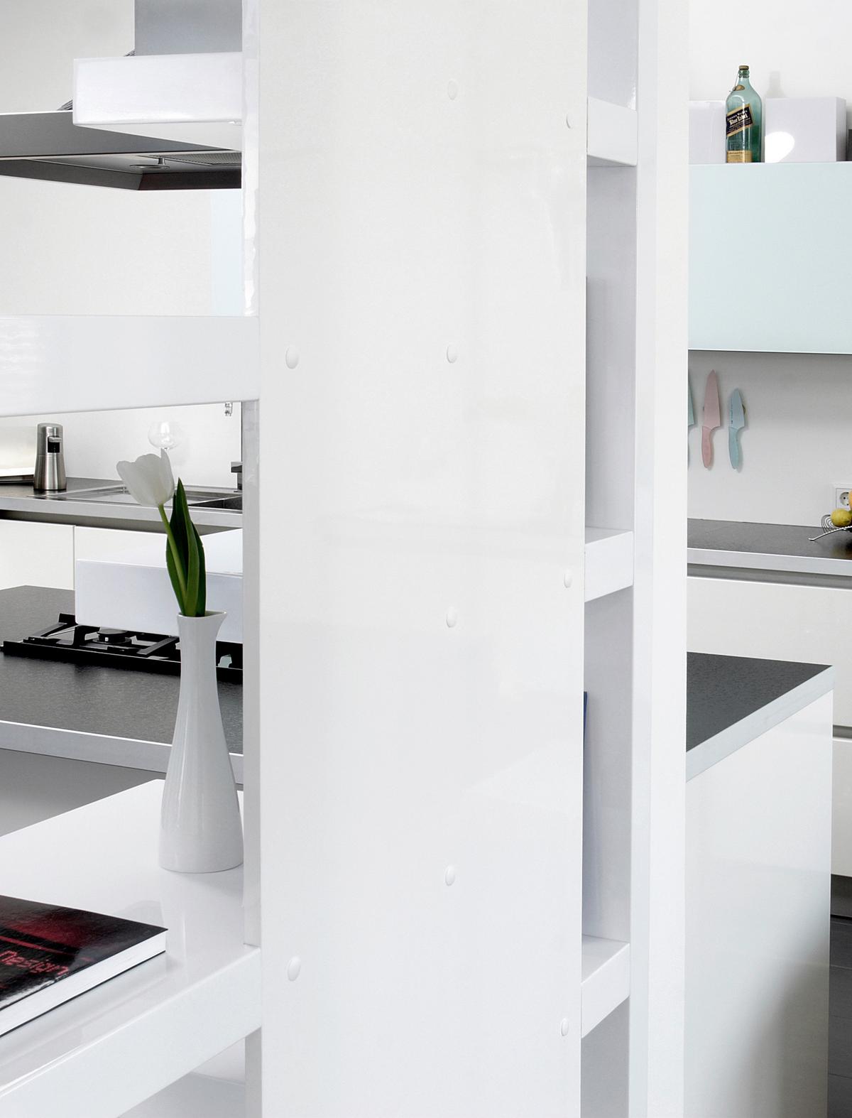 Raumteiler Weiß Hochglanz B: 200cm - Weiß Hochglanz, Design, Holzwerkstoff (200/200/35cm) - Livetastic