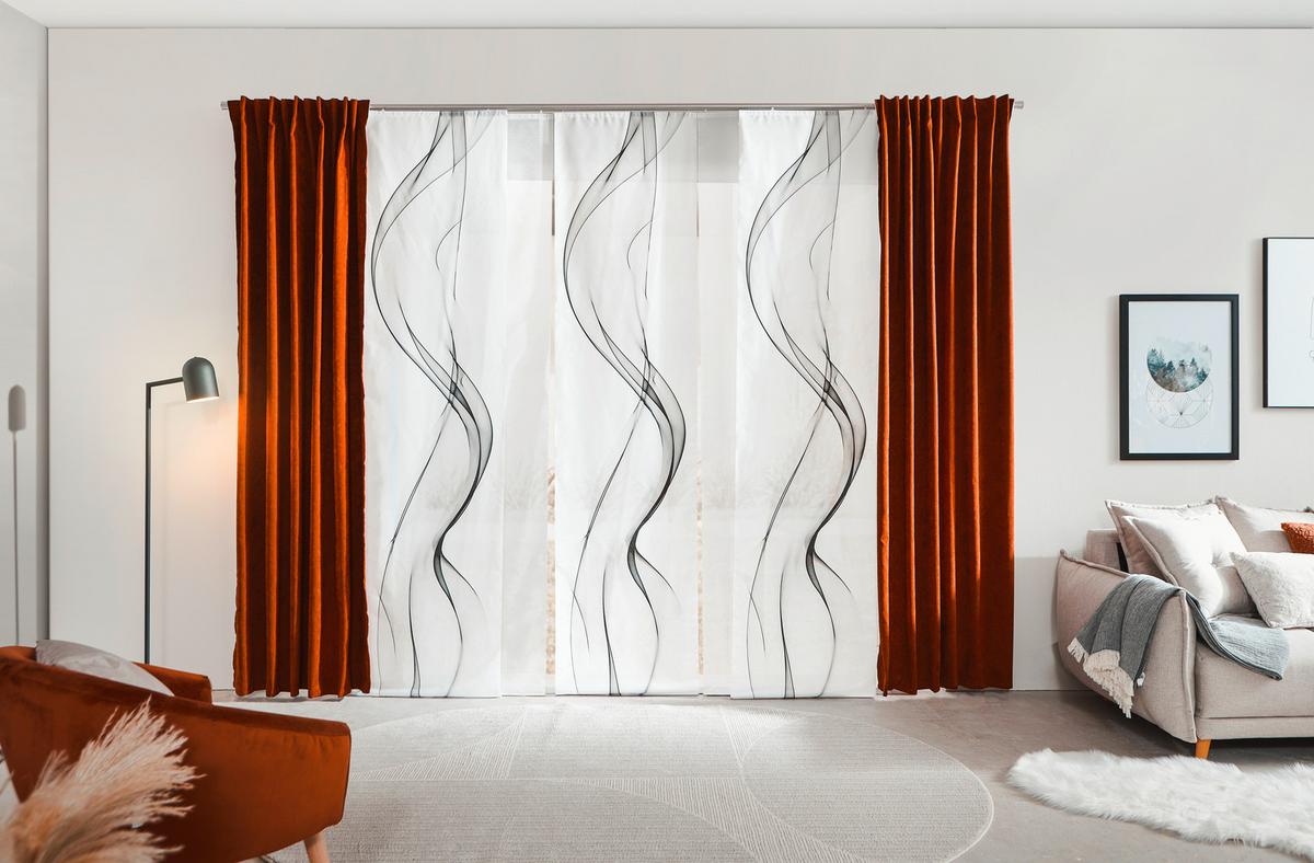 Flächenvorhang Fumaso Grau Weiß B: 60 cm - Weiß/Grau, Design, Textil (60/245cm) - Novel