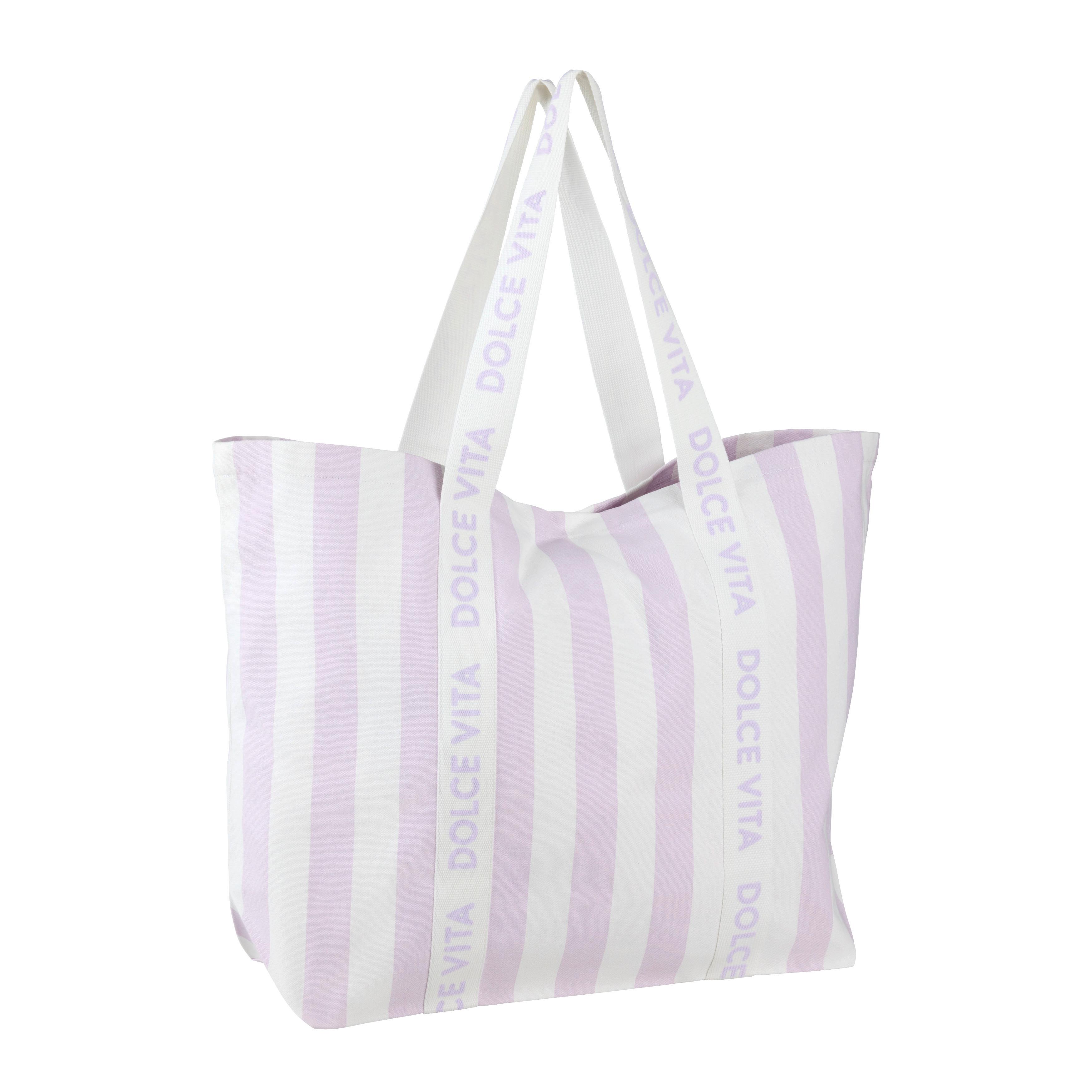 PLÁŽOVÁ TAŠKA MIA - bílá/fialová, textil (43/60/18cm) - Mömax