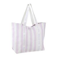 PLÁŽOVÁ TAŠKA MIA - bílá/fialová, textil (43/60/18cm) - Mömax