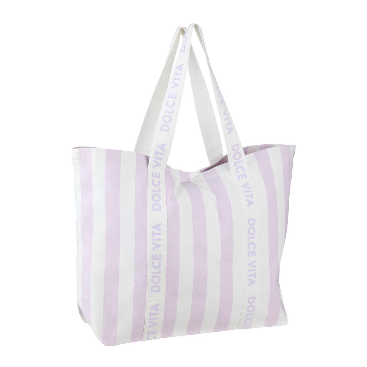 PLÁŽOVÁ TAŠKA MIA - bílá/fialová, textil (43/60/18cm) - Mömax