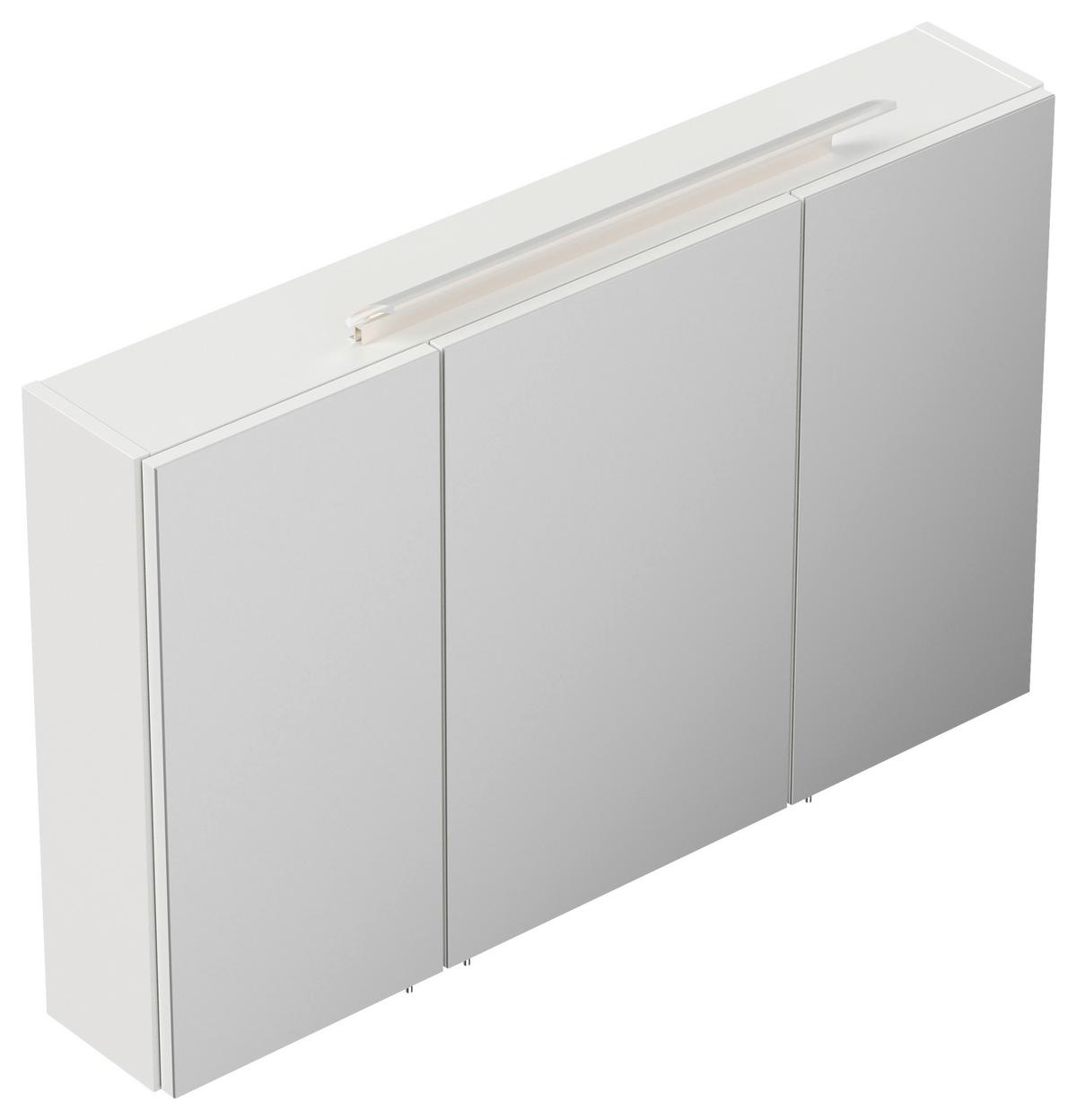 Spiegelschrank Weiß Hochglanz B: 120 cm - Weiß Hochglanz, MODERN, Glas/Holzwerkstoff (120/62,5/17cm) - MID.YOU