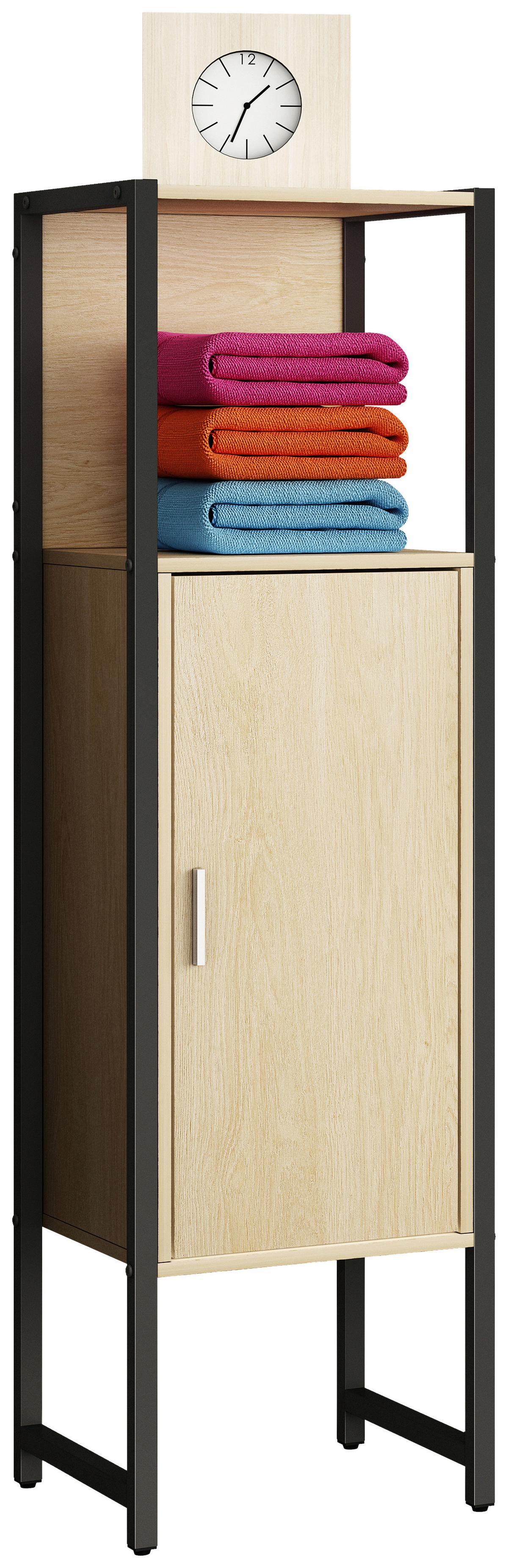 Midischrank Edino - Honigeiche/Schwarz, MODERN, Holzwerkstoff/Metall (33/114/30cm) - MID.YOU