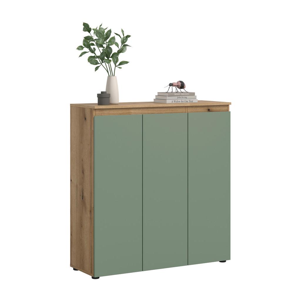 Schuhschrank Scarpa Eiche Dekor, Graugrün B: 105cm