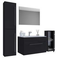Badezimmer Badinos 5-teilig Schwarz B: 146 Cm - Schwarz/Weiß, MODERN, Keramik/Holzwerkstoff (146cm) - MID.YOU