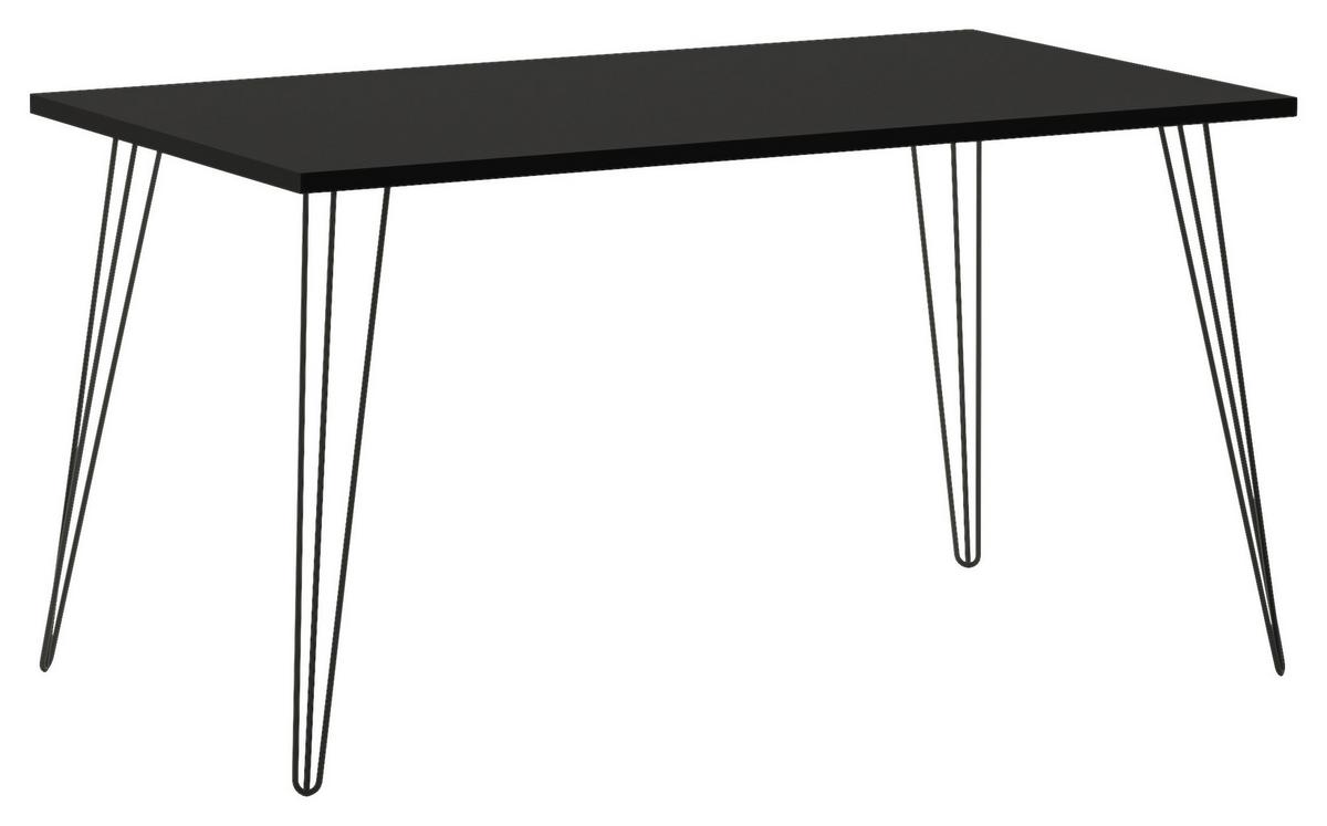 Schreibtisch B 140cm H 74cm Hank, Schwarz - Schwarz, MODERN, Holzwerkstoff/Metall (80/140/74cm) - MID.YOU