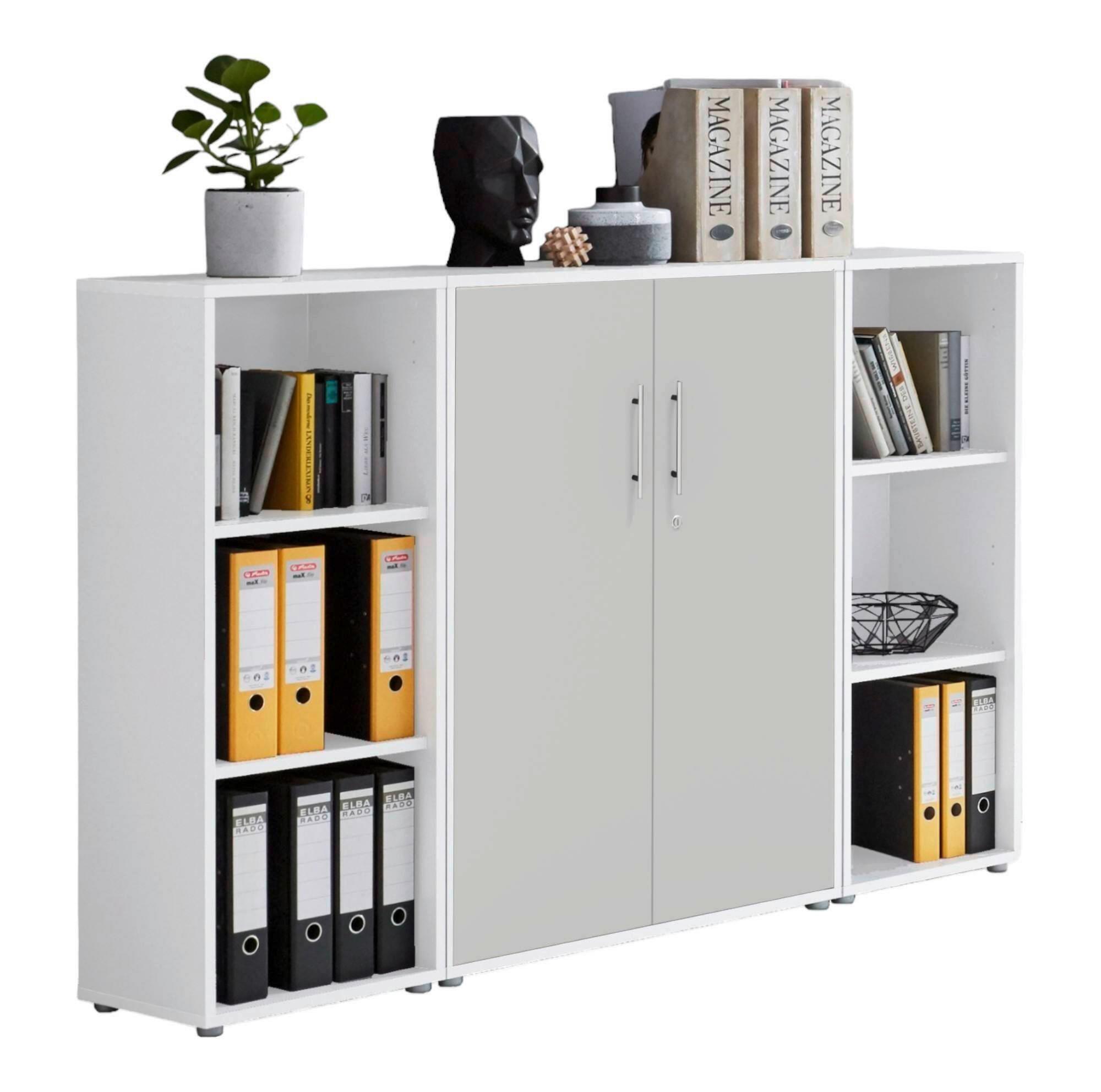 AKTENSCHRANK OFFICE EDITION - SW SET 2 - Hellgrau/Weiß, MODERN, Holzwerkstoff (172,6/113,6/33cm) - MID.YOU