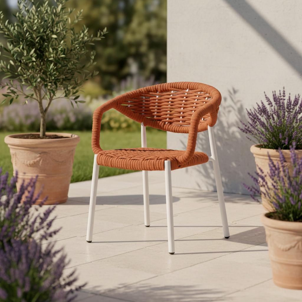 Zahradní židle ANTONIA oranžová - oranžová/bílá, Moderní, kov/textil (58/76/59cm) - Bessagi Garden