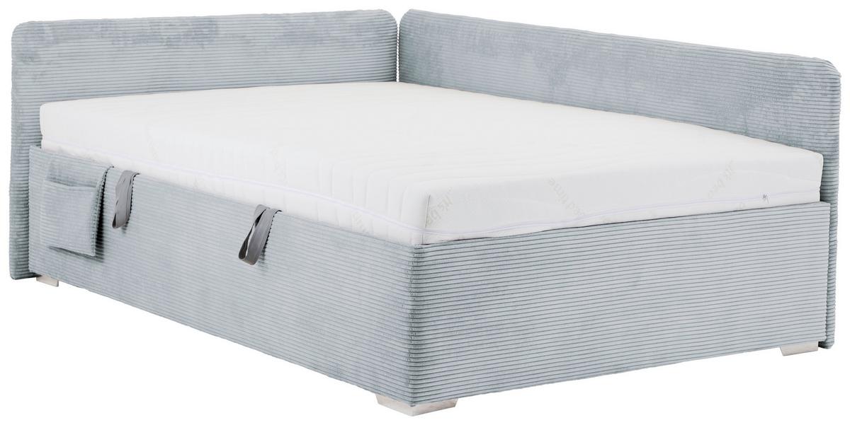 Posteľ Remi s bočnicami 140x200, sivomodrý - sivomodrá/prírodná farba, Konventionell, drevo/textil (140/200cm)