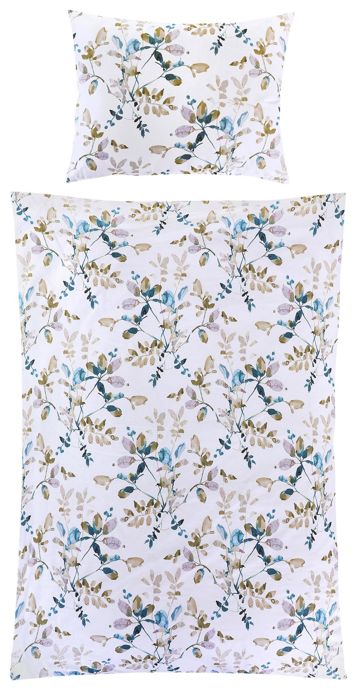 Reneforcé-Bettwäsche 140x200 cm Marika Blau/Grün/Weiß - Blau/Weiß, ROMANTIK / LANDHAUS, Textil (140/200cm) - James Wood