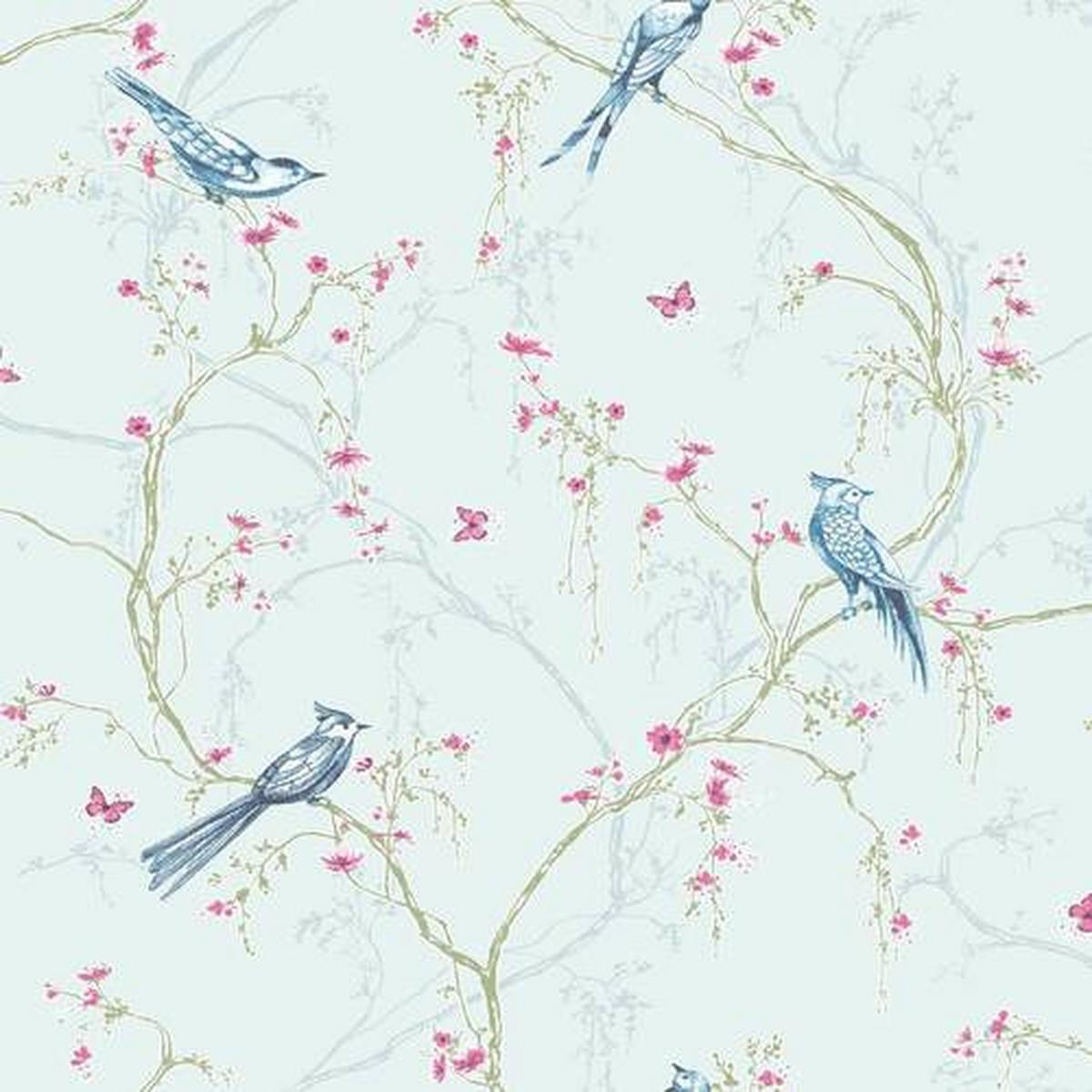 Vliestapete 101843 - Pink/Hellblau, Basics, Papier/Kunststoff (52/1000cm)