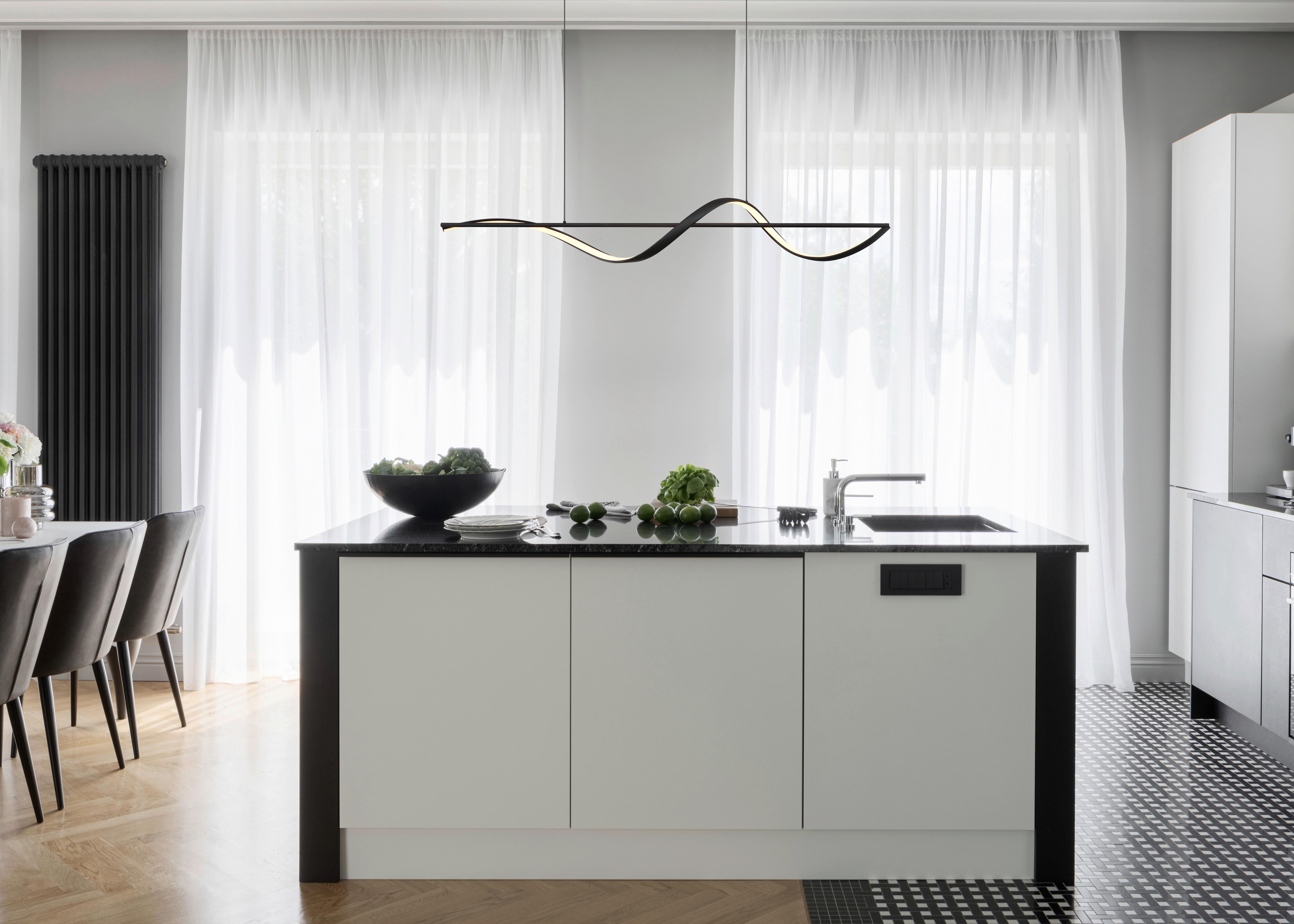 Led Függőlámpa 67207-24 - fekete/opál, Design, műanyag/fém (120/20/150cm) - Globo