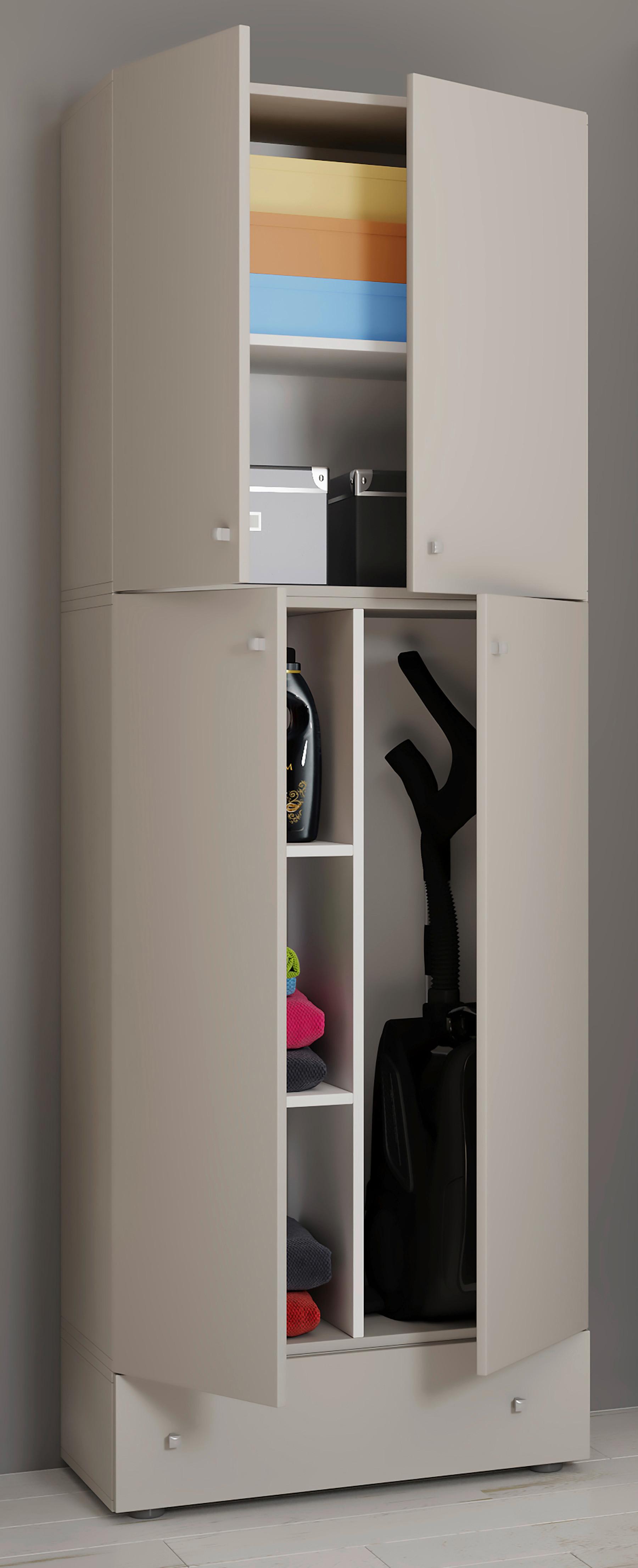 Mehrzweckschrank Lona Xxl Grau Stehend Bxh: 70/200 Cm - Schwarz/Grau, MODERN, Holzwerkstoff (70/200/39cm) - MID.YOU