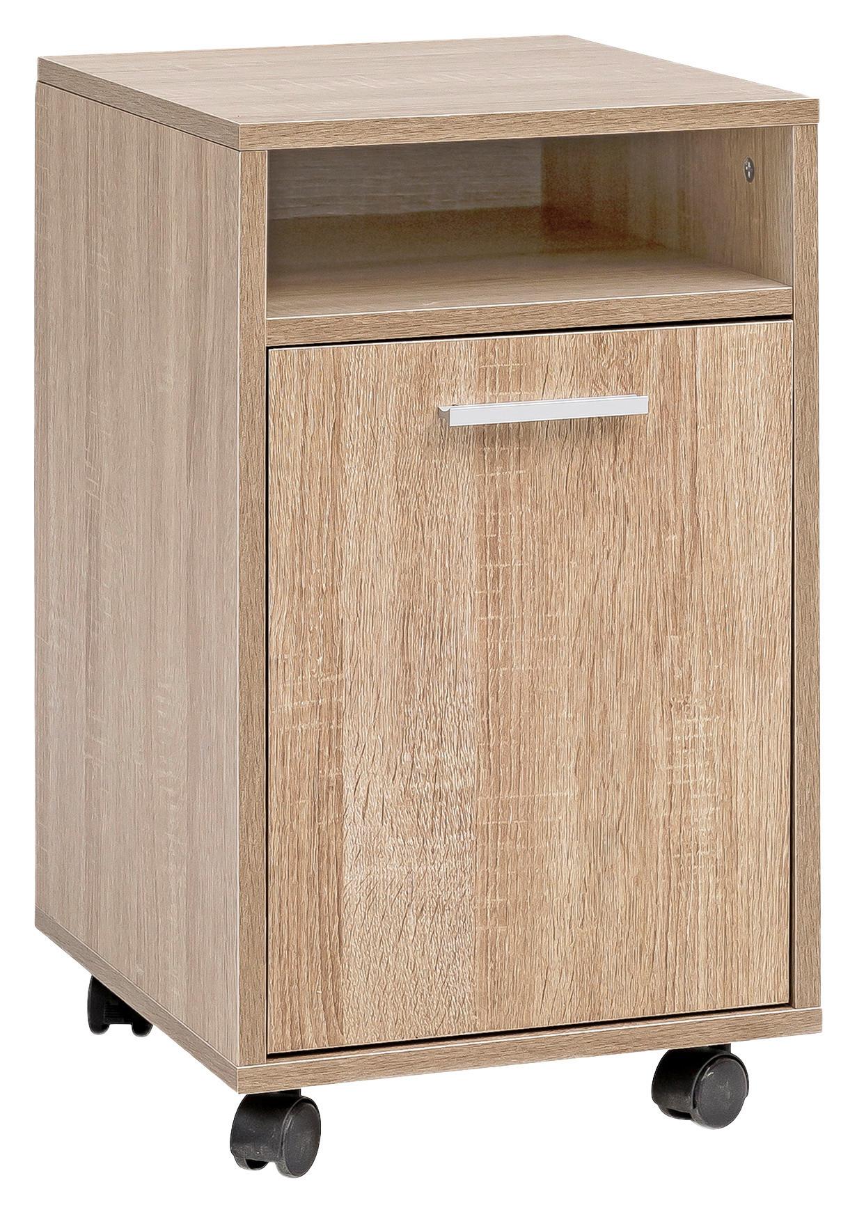 Kanc. kontajner na kolečkách sonoma dub - barvy dubu/barvy stříbra, Konvenční, kov/kompozitní dřevo (33/60/38cm) - MID.YOU