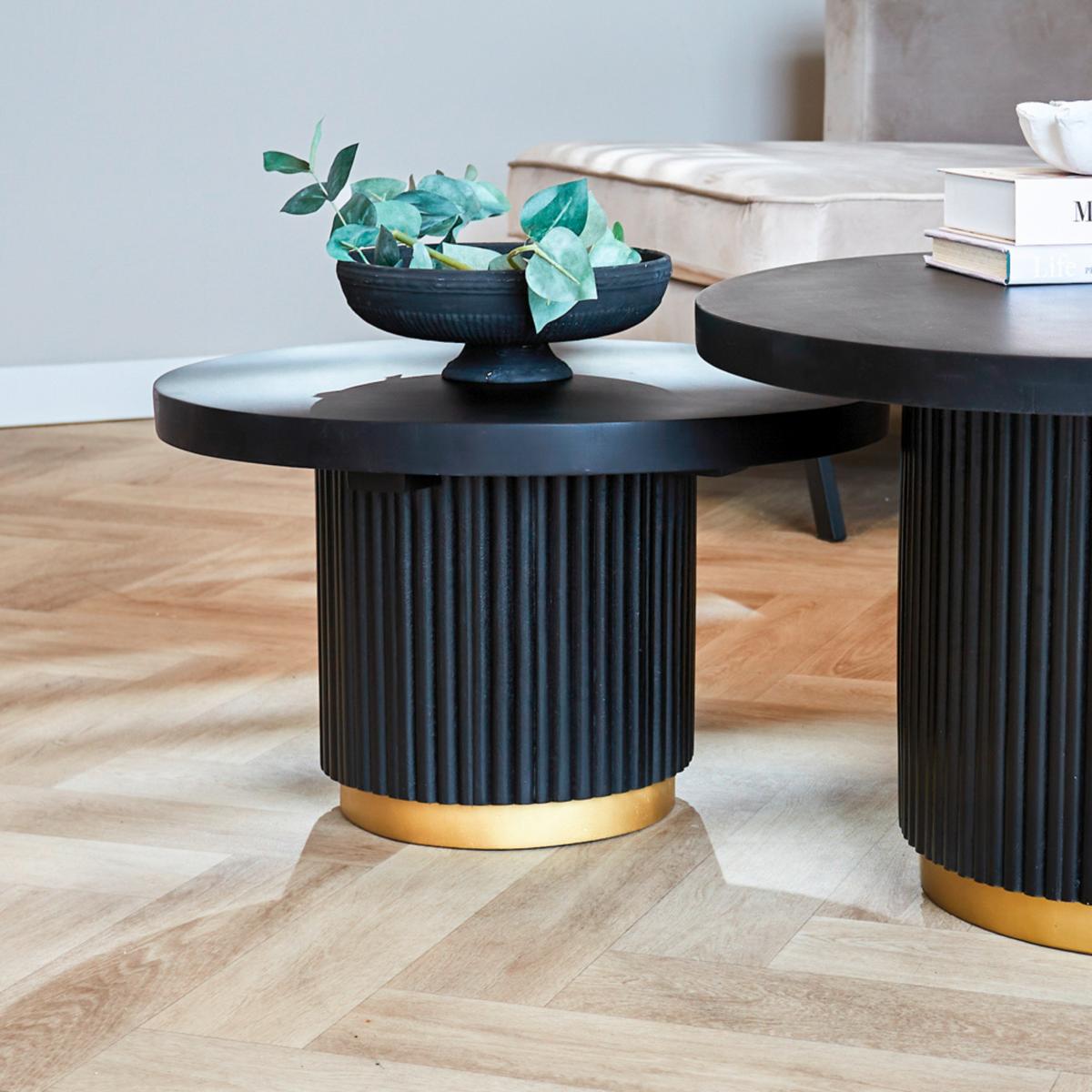 Couchtisch Uitgeest Schwarz/goldfarben, 60 Cm - Goldfarben/Schwarz, MODERN, Holz (60/60/36cm) - MID.YOU