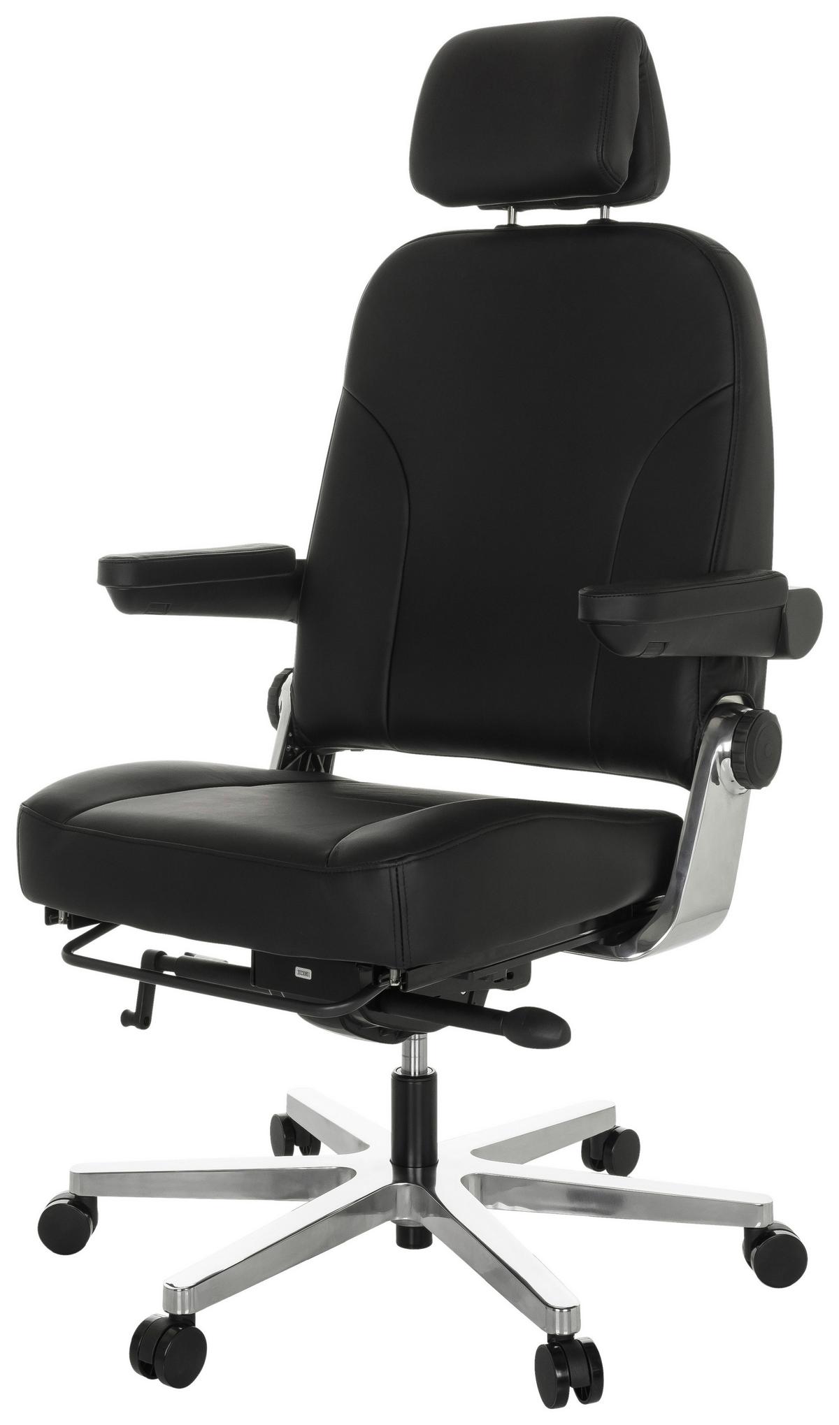 Chefsessel 24 Hours F - Silberfarben/Schwarz, Basics, Leder/Metall (70/123-133/63cm) - MID.YOU